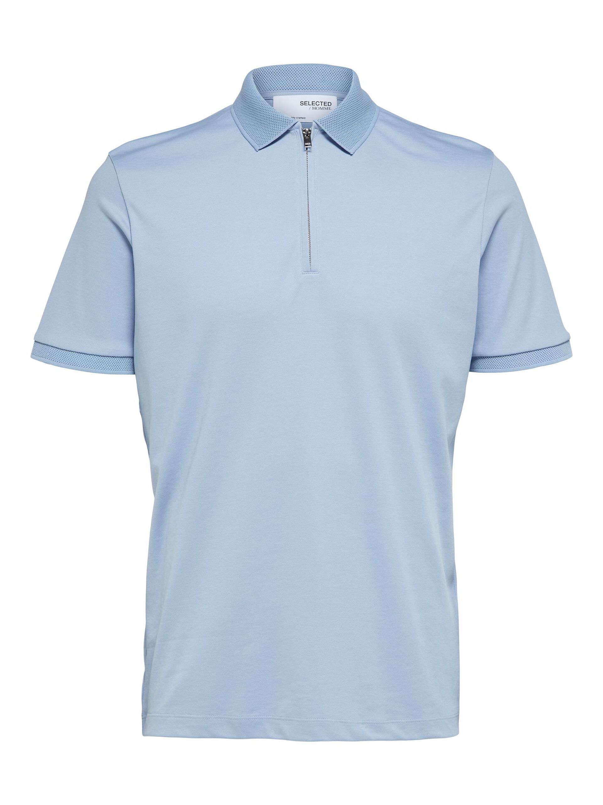 Light Blue Zip-Collar Polo T-shirt