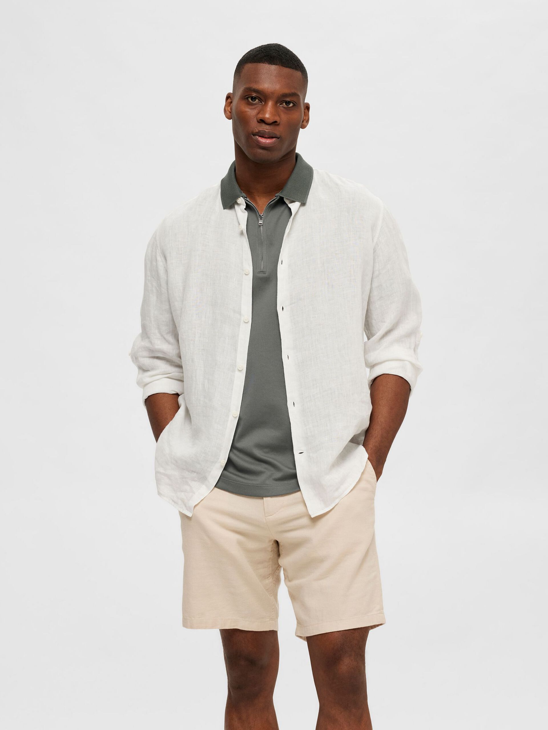 Green Zip-Collar Polo T-shirt