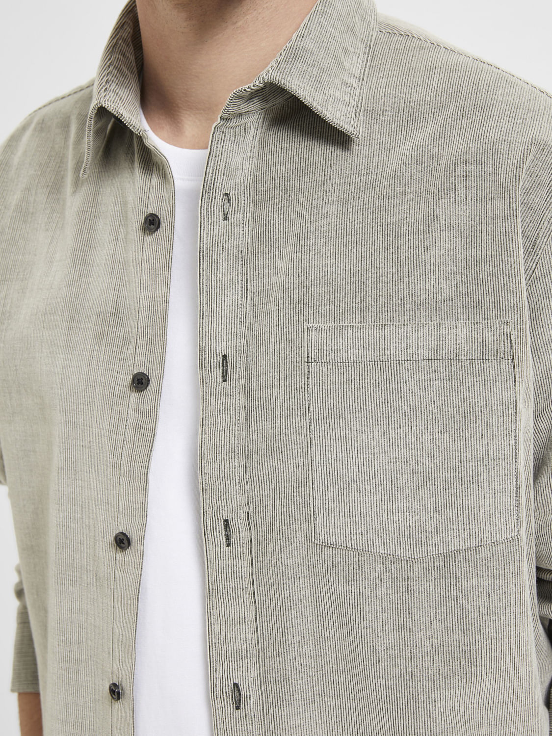 Green Corduroy Full Sleeves Shirt