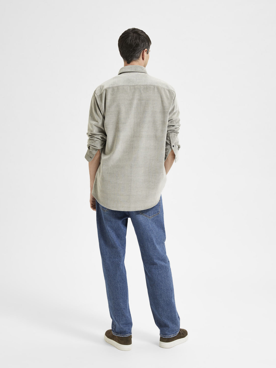 Green Corduroy Full Sleeves Shirt