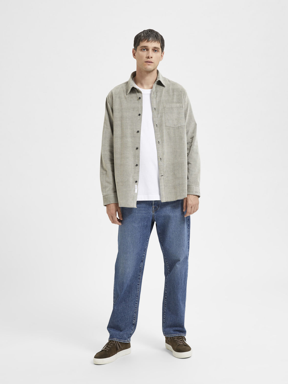 Green Corduroy Full Sleeves Shirt
