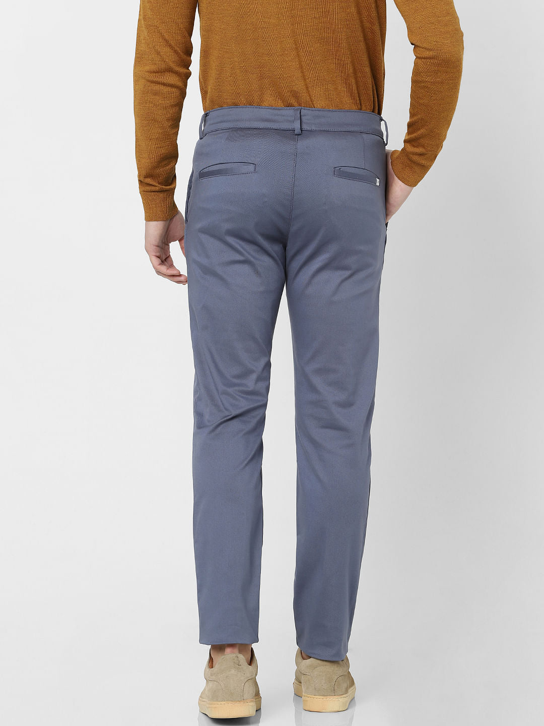 Blue Mid Rise Slim Fit Pants
