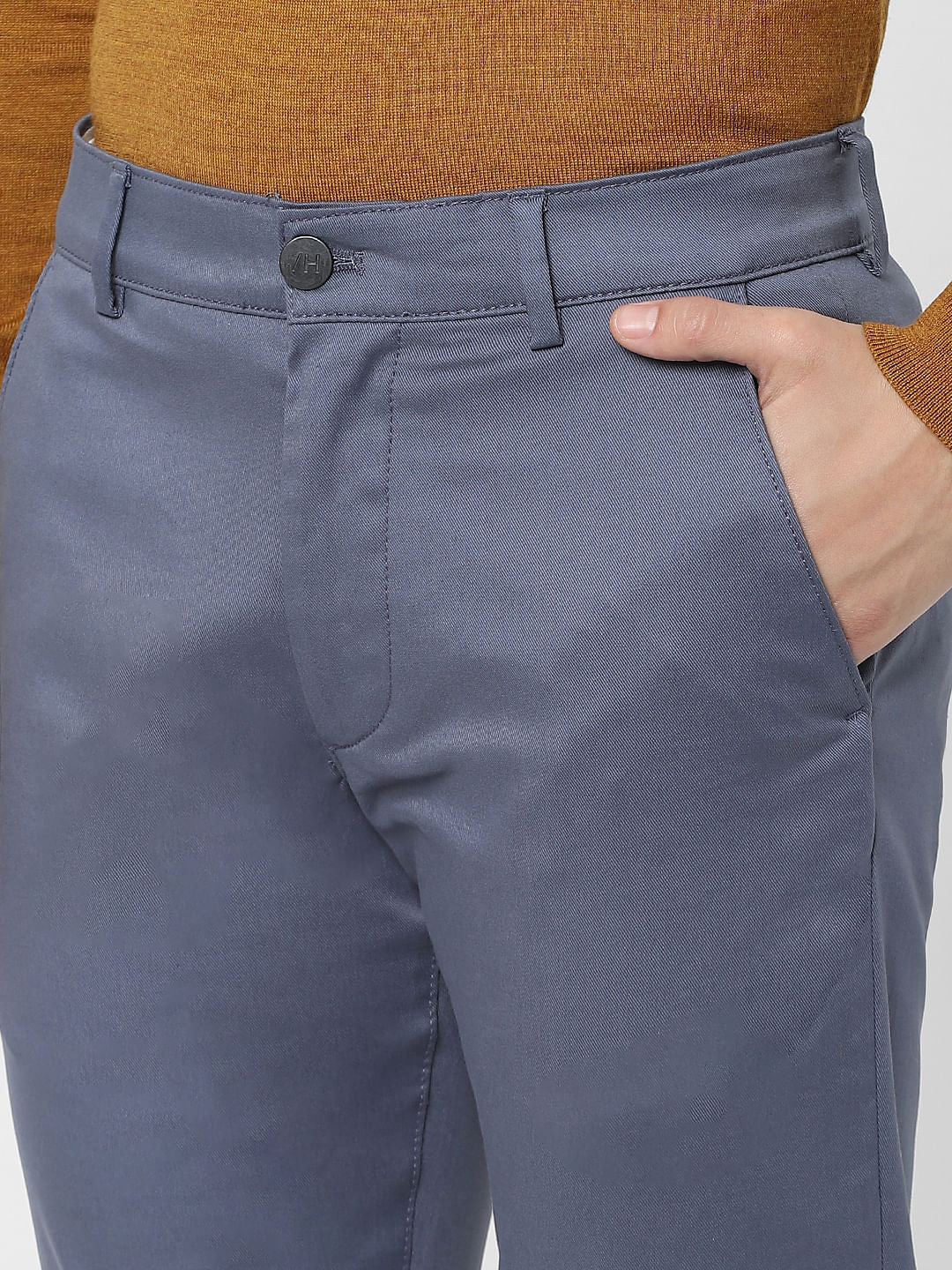 Blue Mid Rise Slim Fit Pants