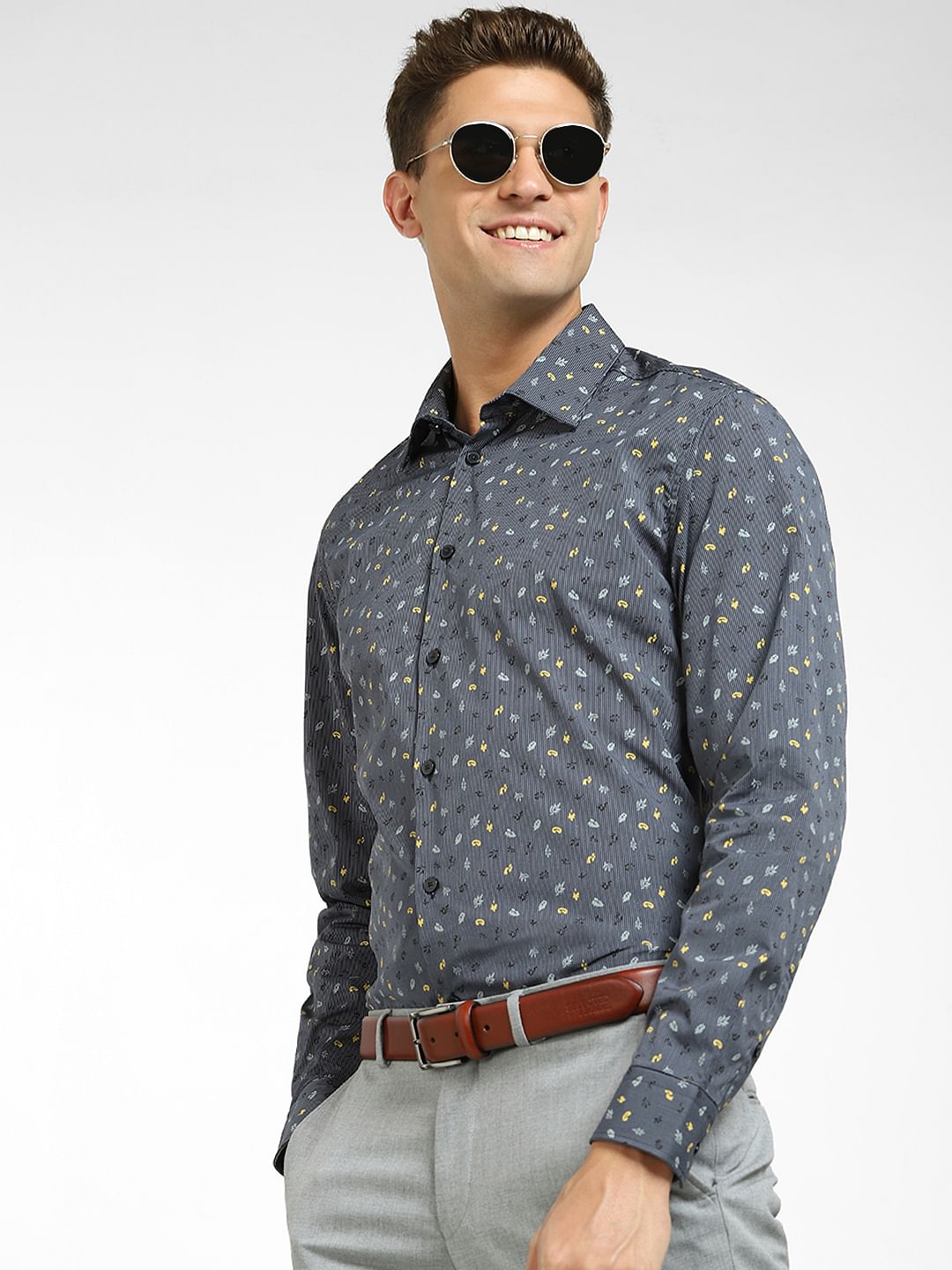 Blue All Over Print Full Sleeves Shirt