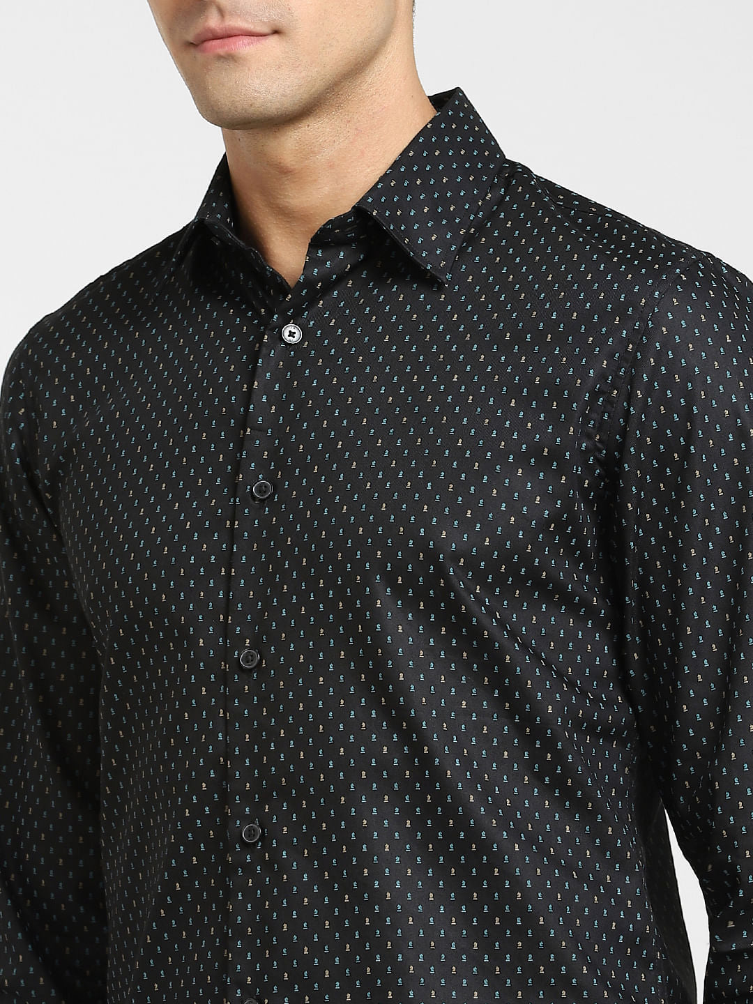 Black All Over Print Full Sleeves Shirt