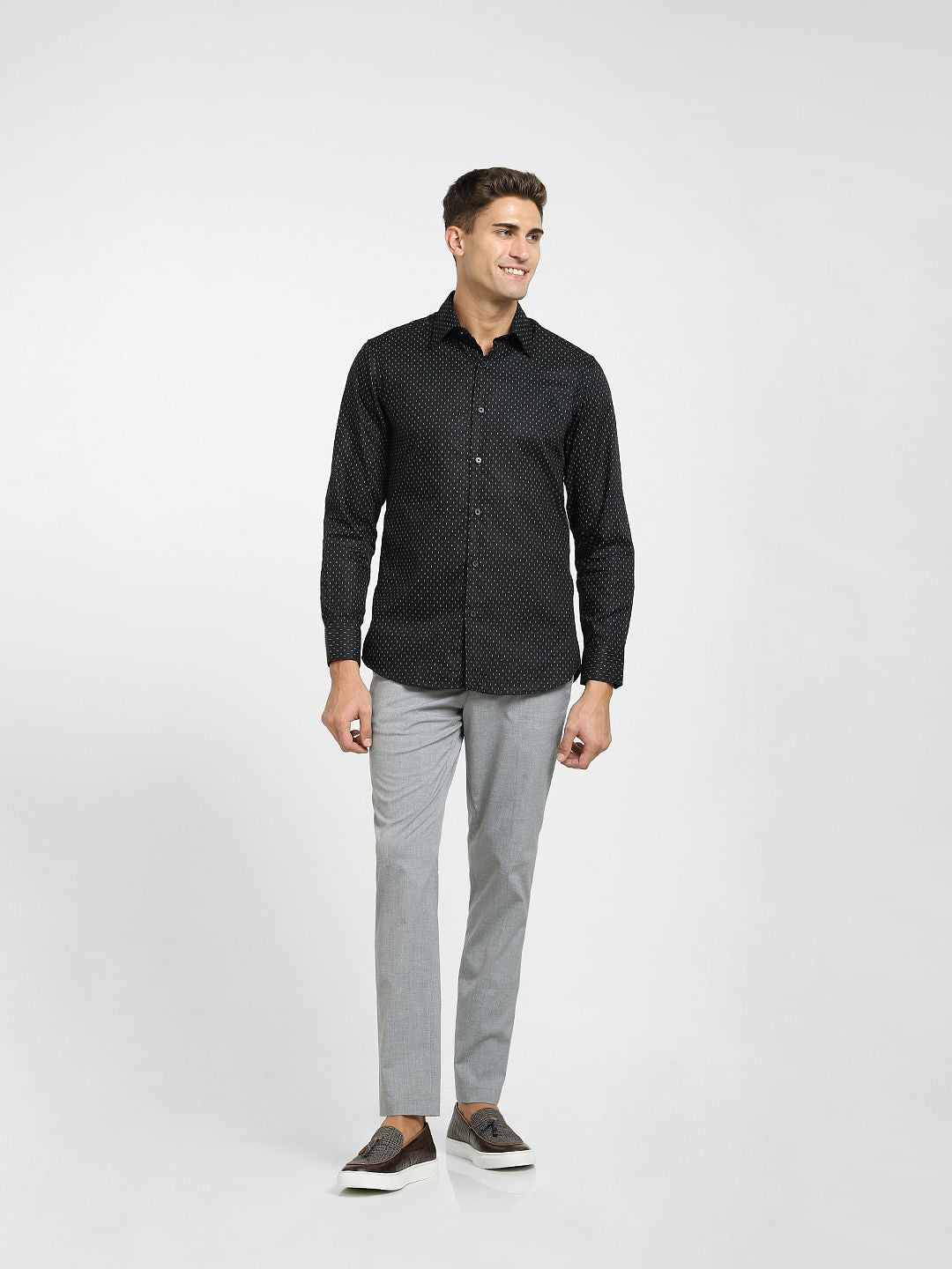 Black All Over Print Full Sleeves Shirt