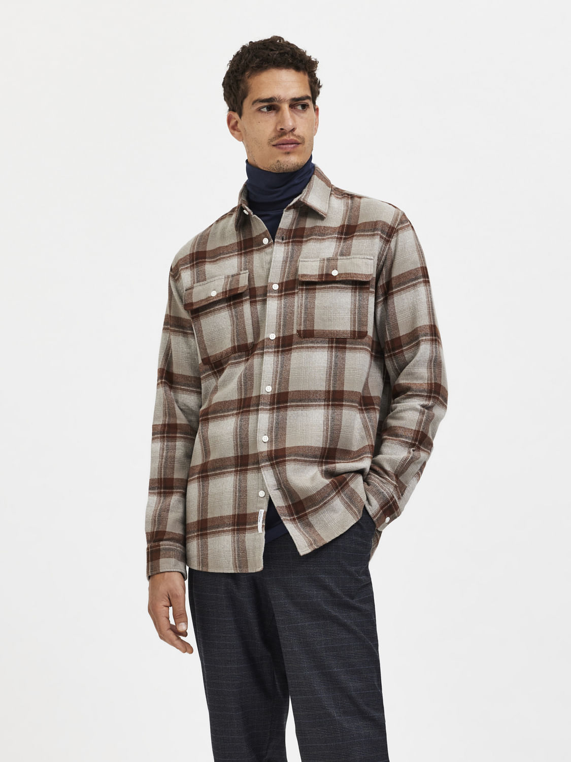 Grey Check Full Sleeves Shirt