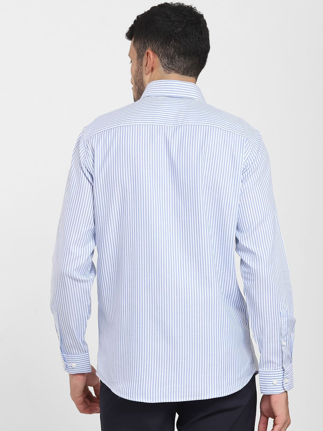 Light Blue Striped Formal Full Sleeves Shirt