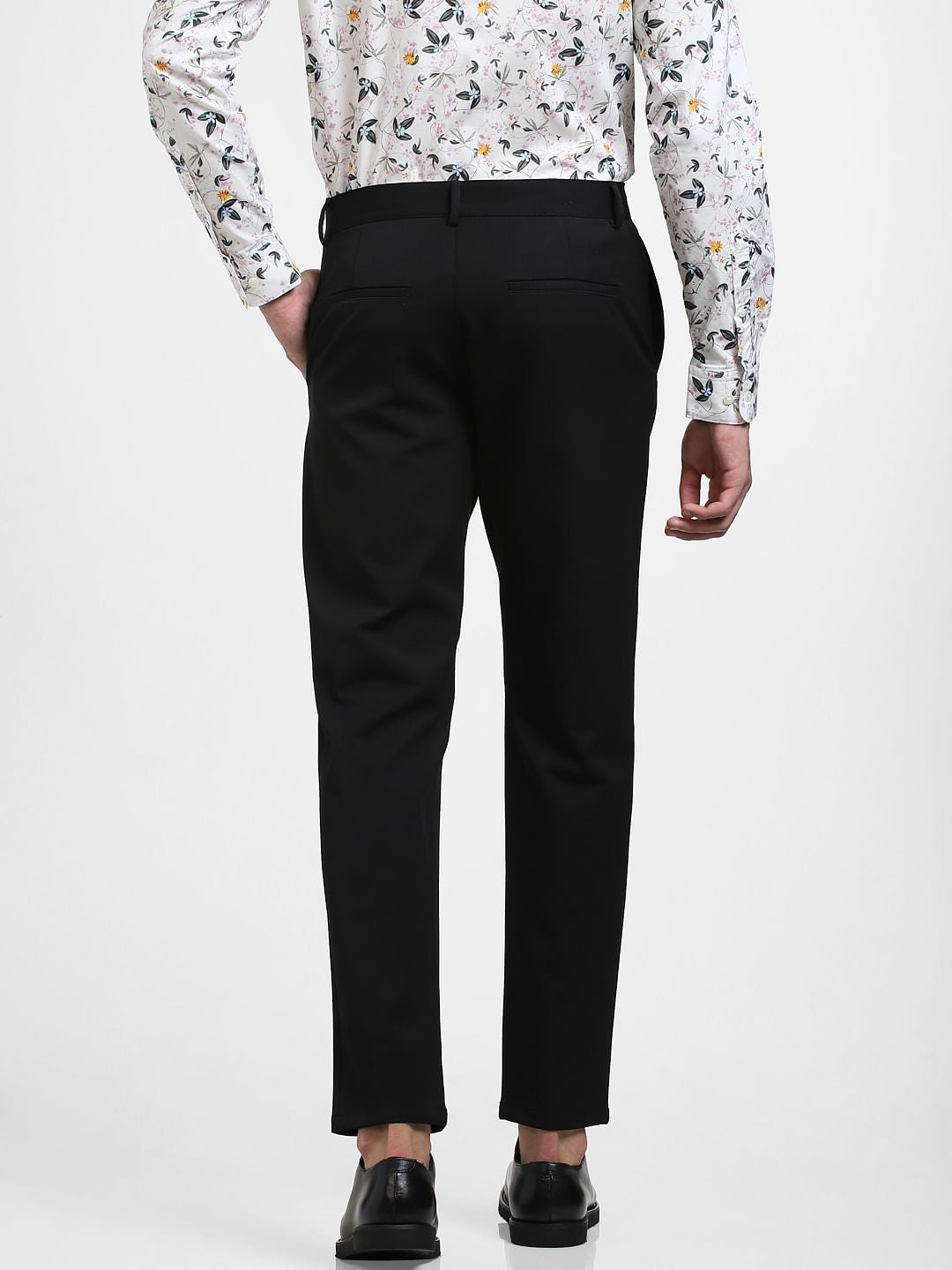 Black Mid Rise Slim Fit Formal Pants