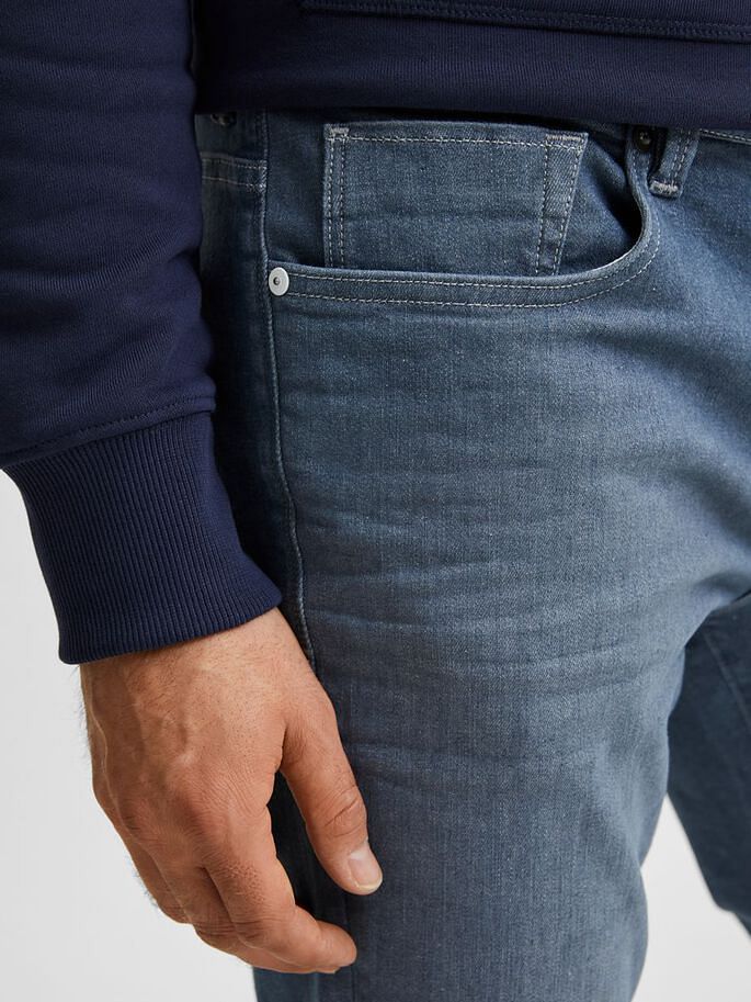 Blue Mid Rise Organic Cotton Slim Fit Jeans