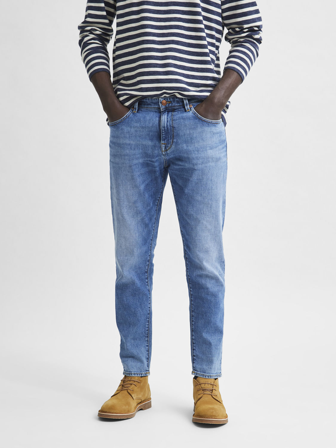 Light Blue Mid Rise Organic Cotton Slim Fit Jeans