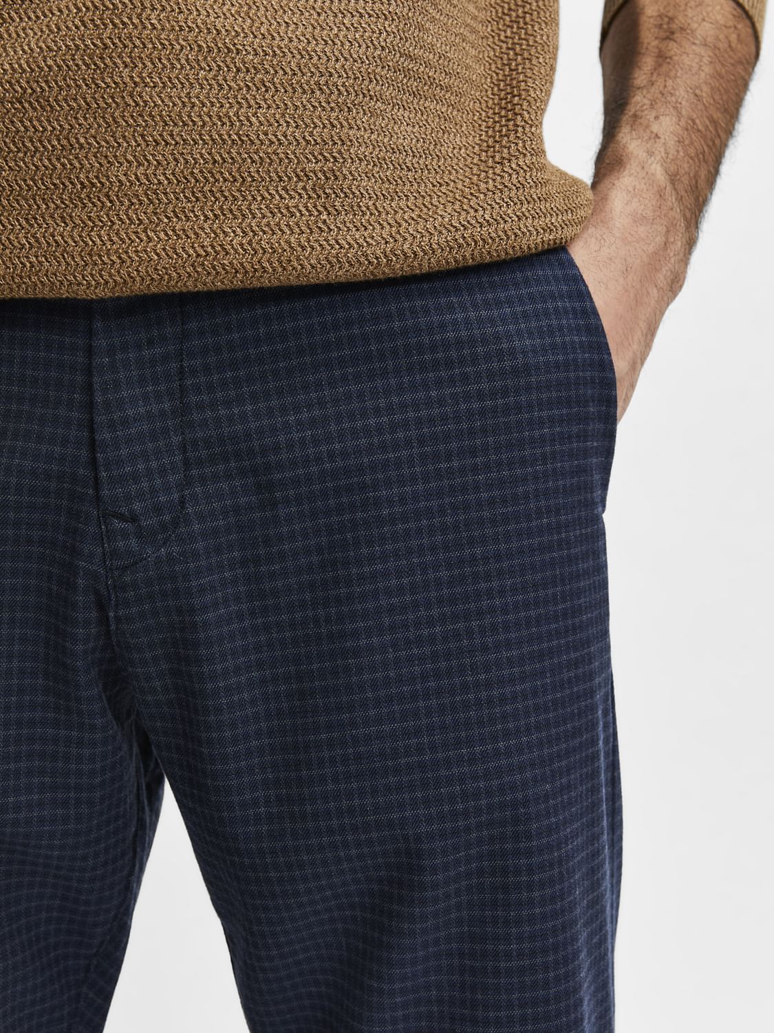 Blue Checks Slim Fit Trousers