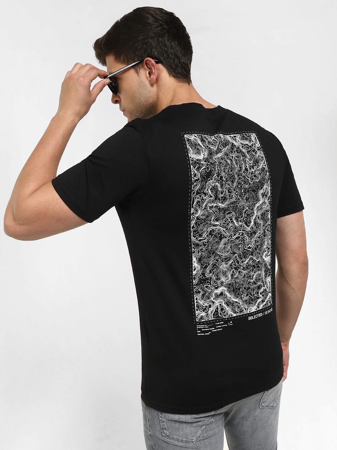 Black Printed Crew Neck T-shirt