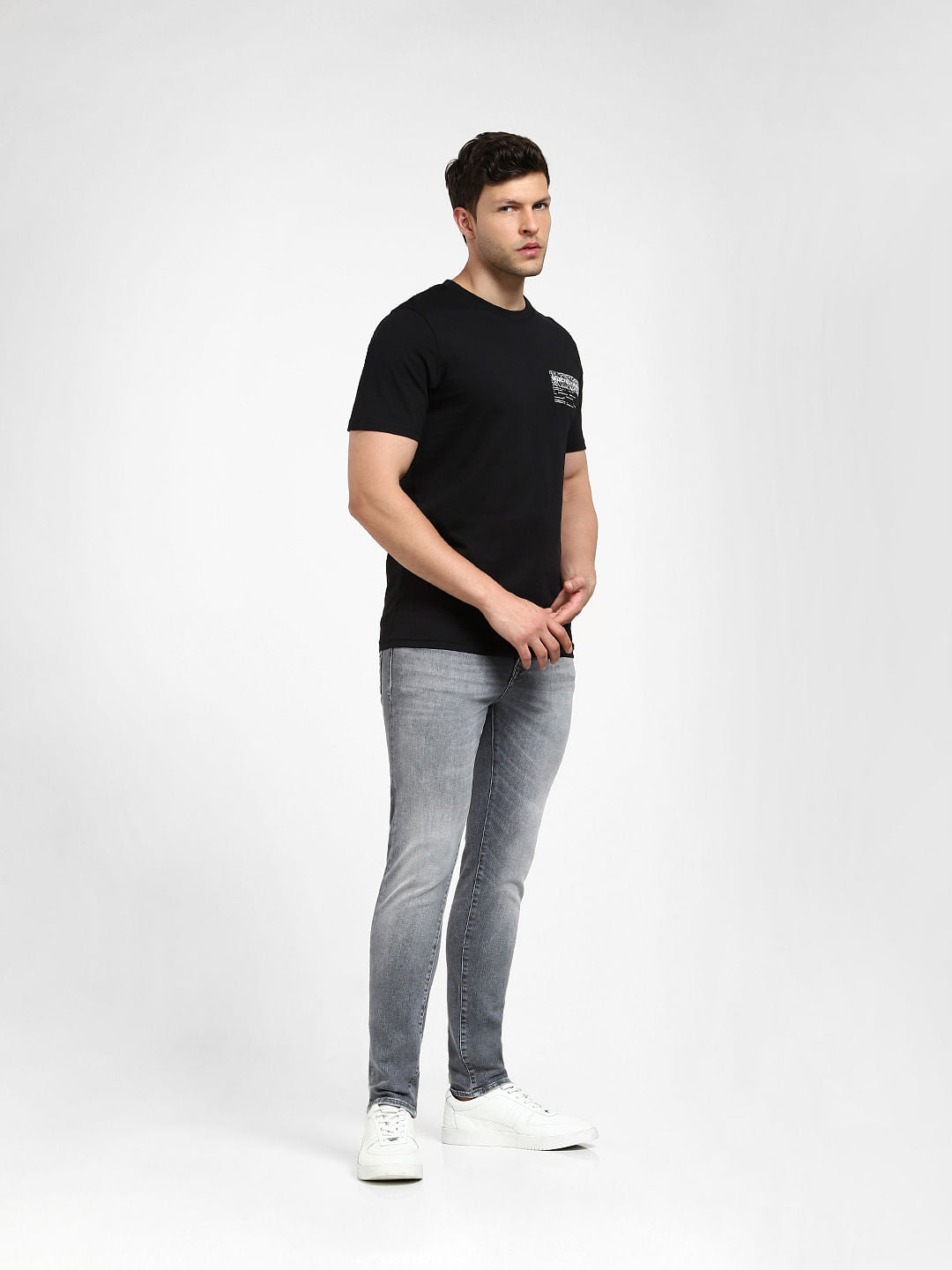 Black Printed Crew Neck T-shirt