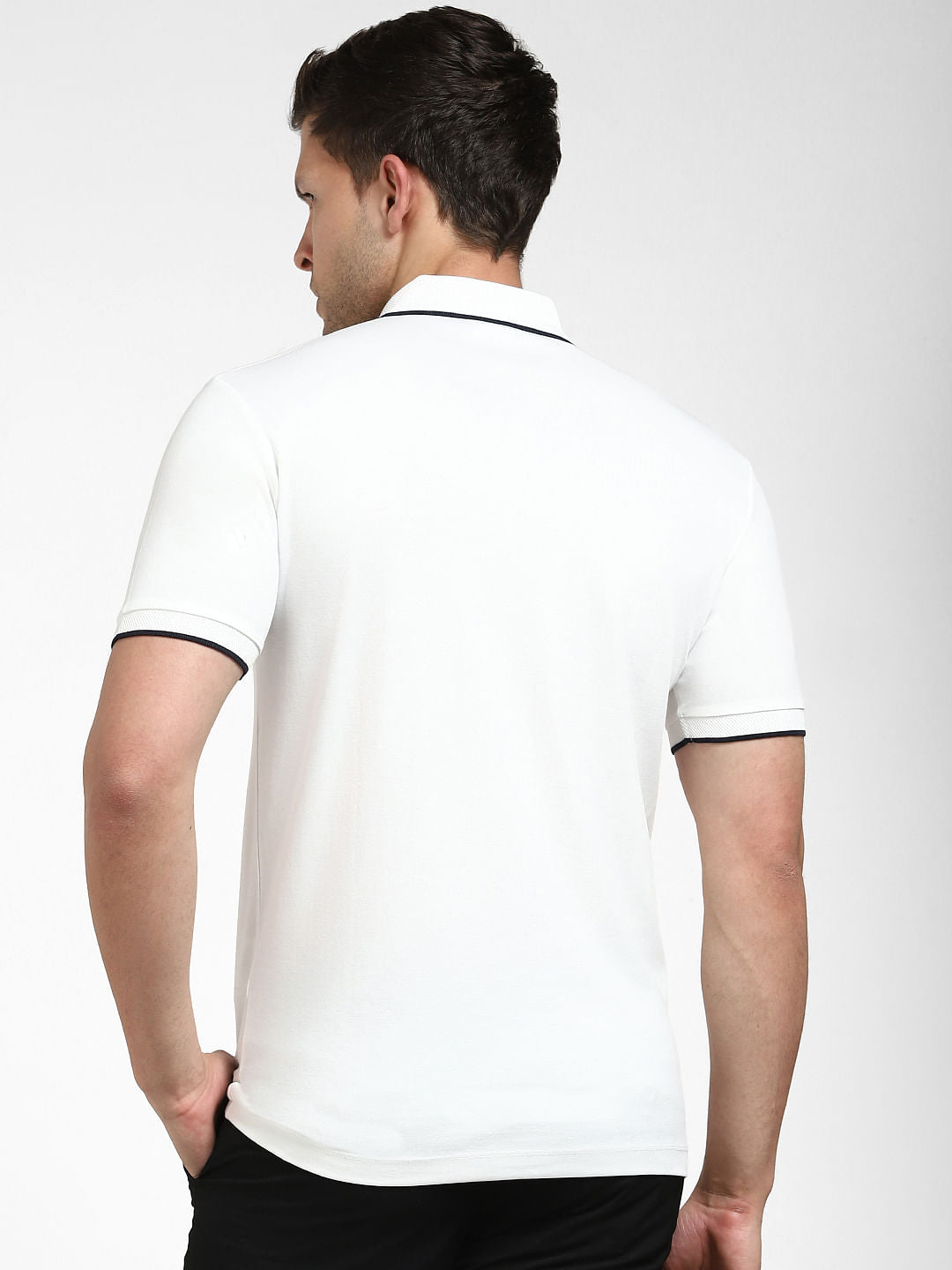 White Zip-Up Polo Neck T-shirt