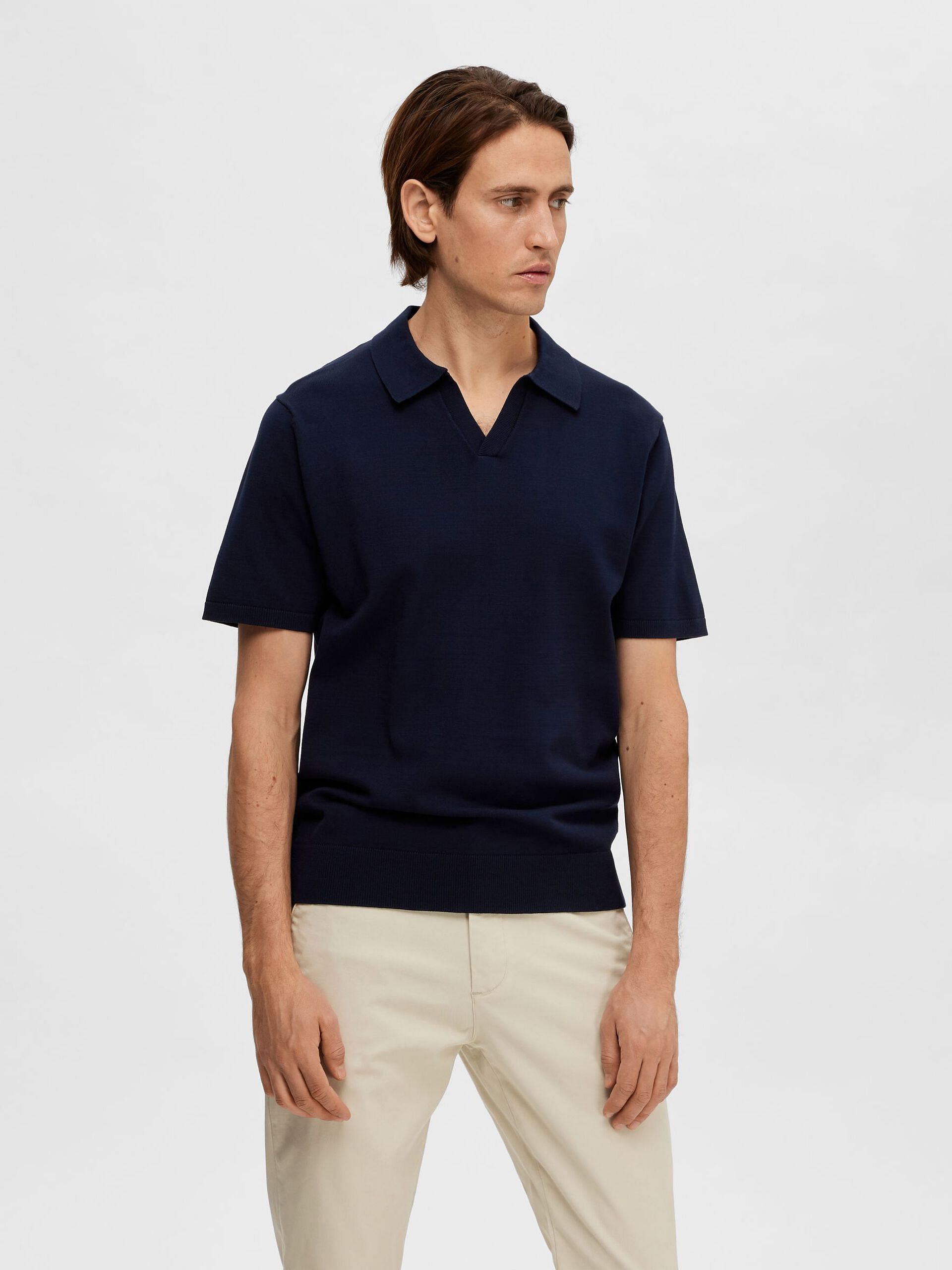Navy Blue Knitted Polo T-shirt
