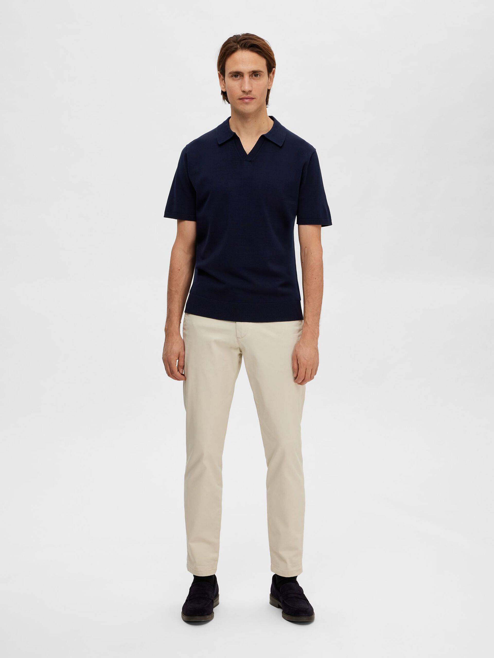 Navy Blue Knitted Polo T-shirt