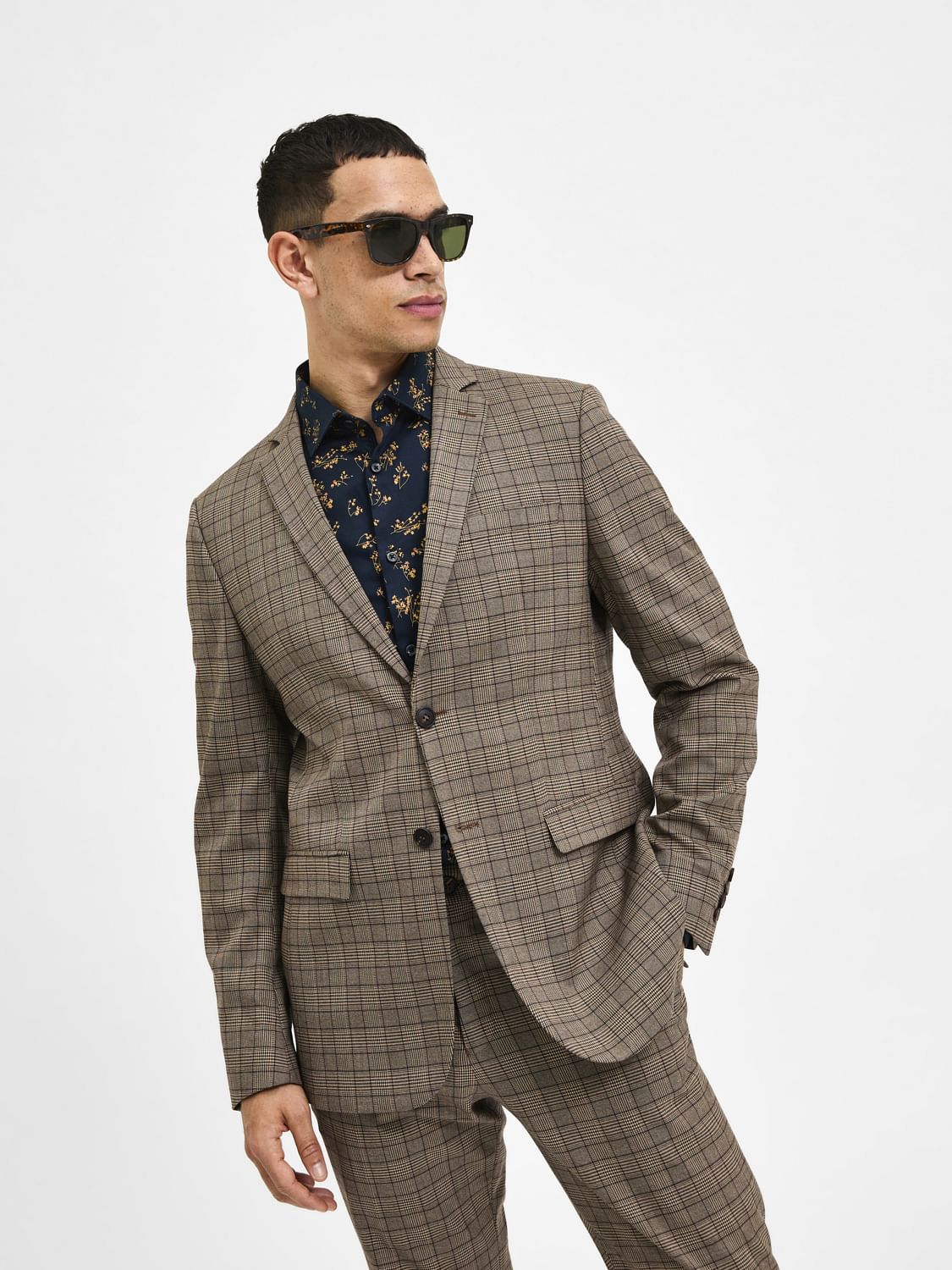 Brown Check Formal Blazer