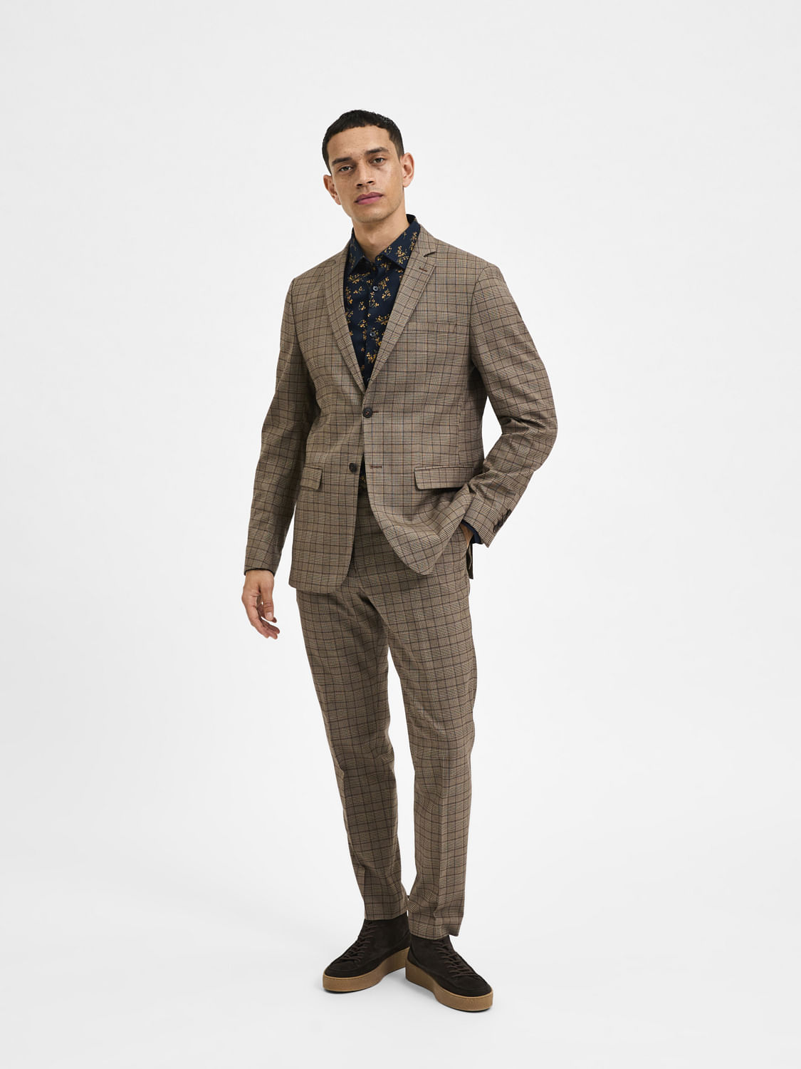 Brown Check Formal Blazer