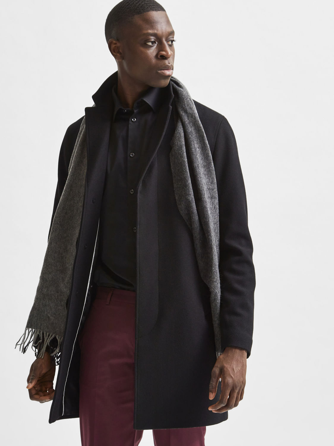 Black Woollen Long Coat