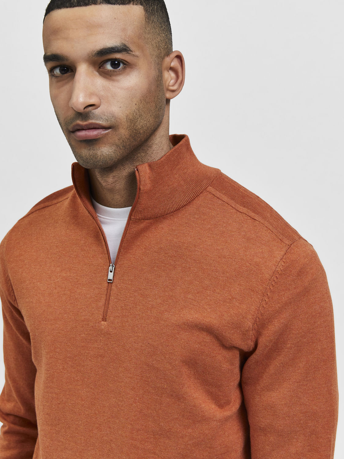 Orange Half Zip Cardigan