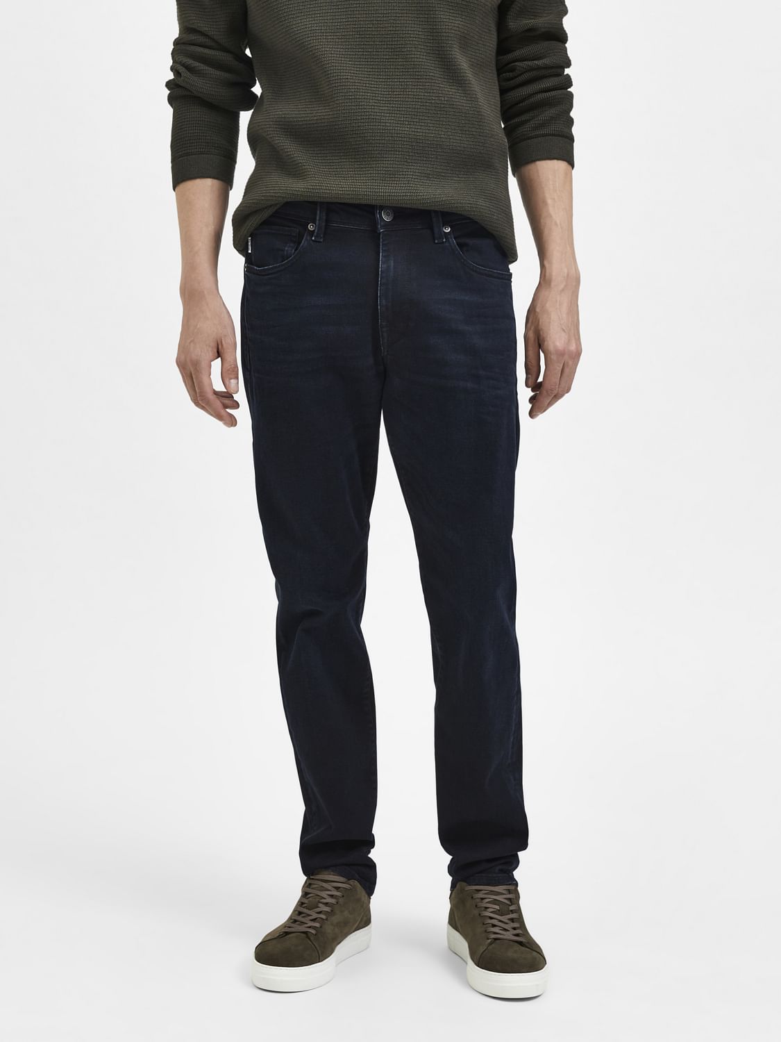 Dark Blue Mid Rise Scott Straight Fit Jeans