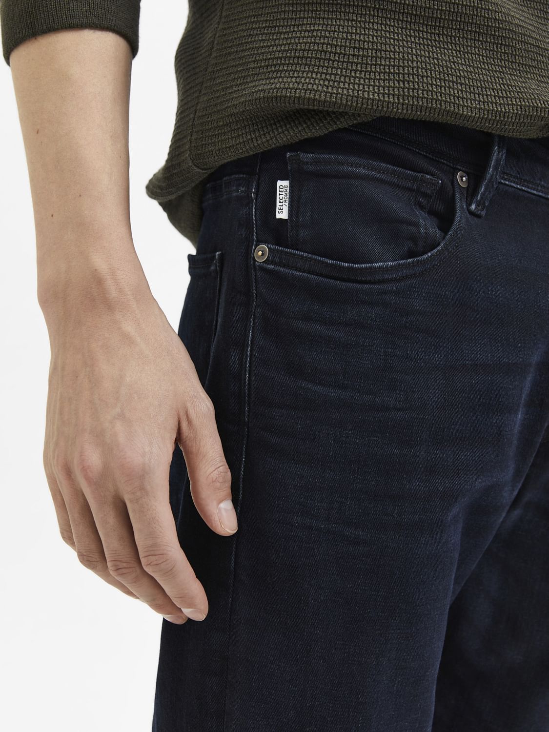 Dark Blue Mid Rise Scott Straight Fit Jeans