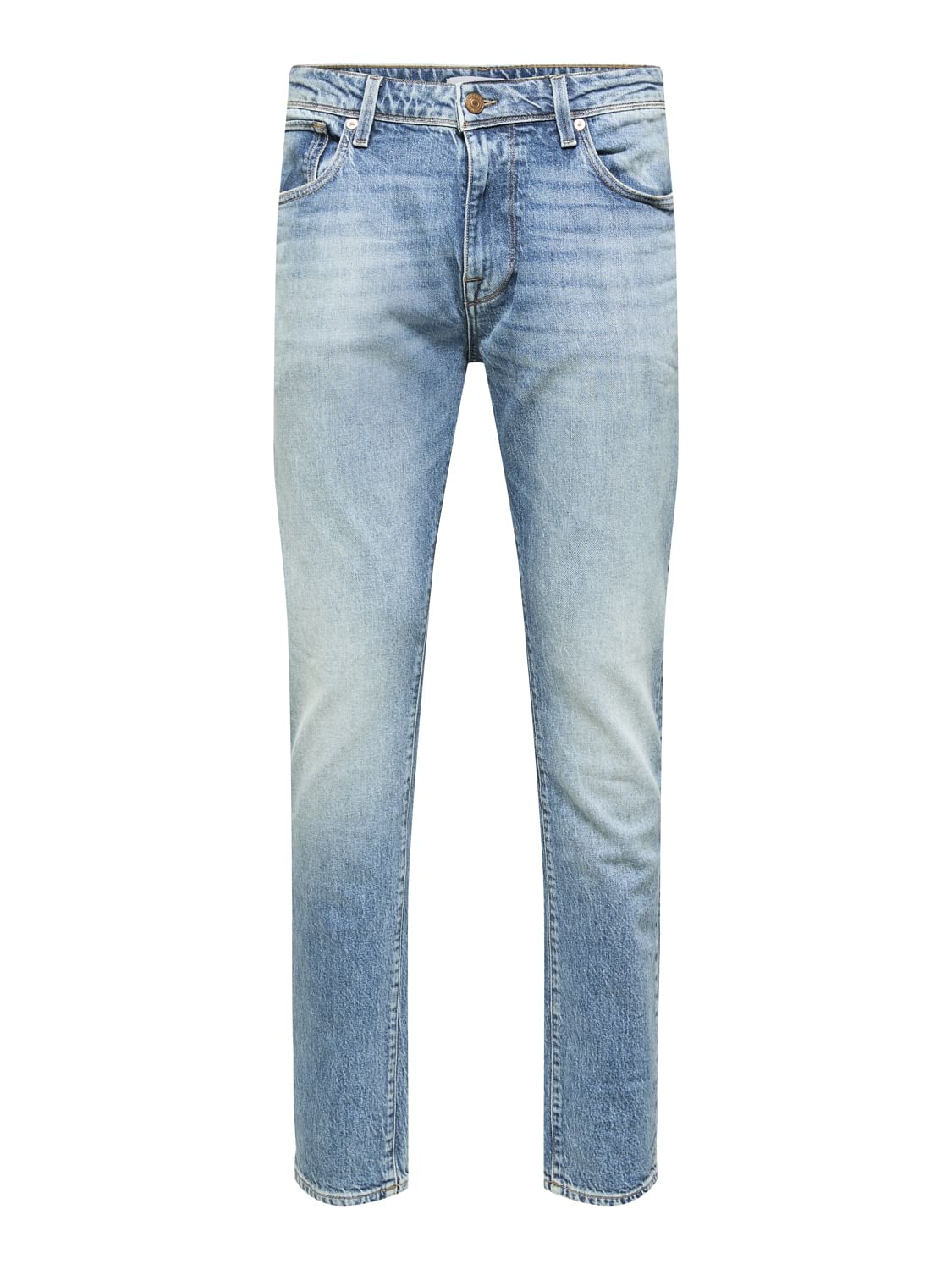 Blue Mid Rise Washed Leon Leo Slim Fit Jeans