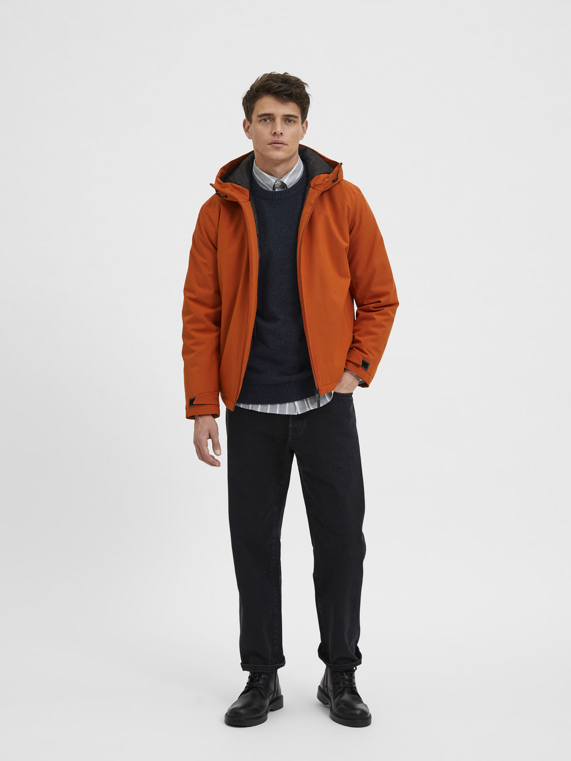 Orange Padded Hood Jacket