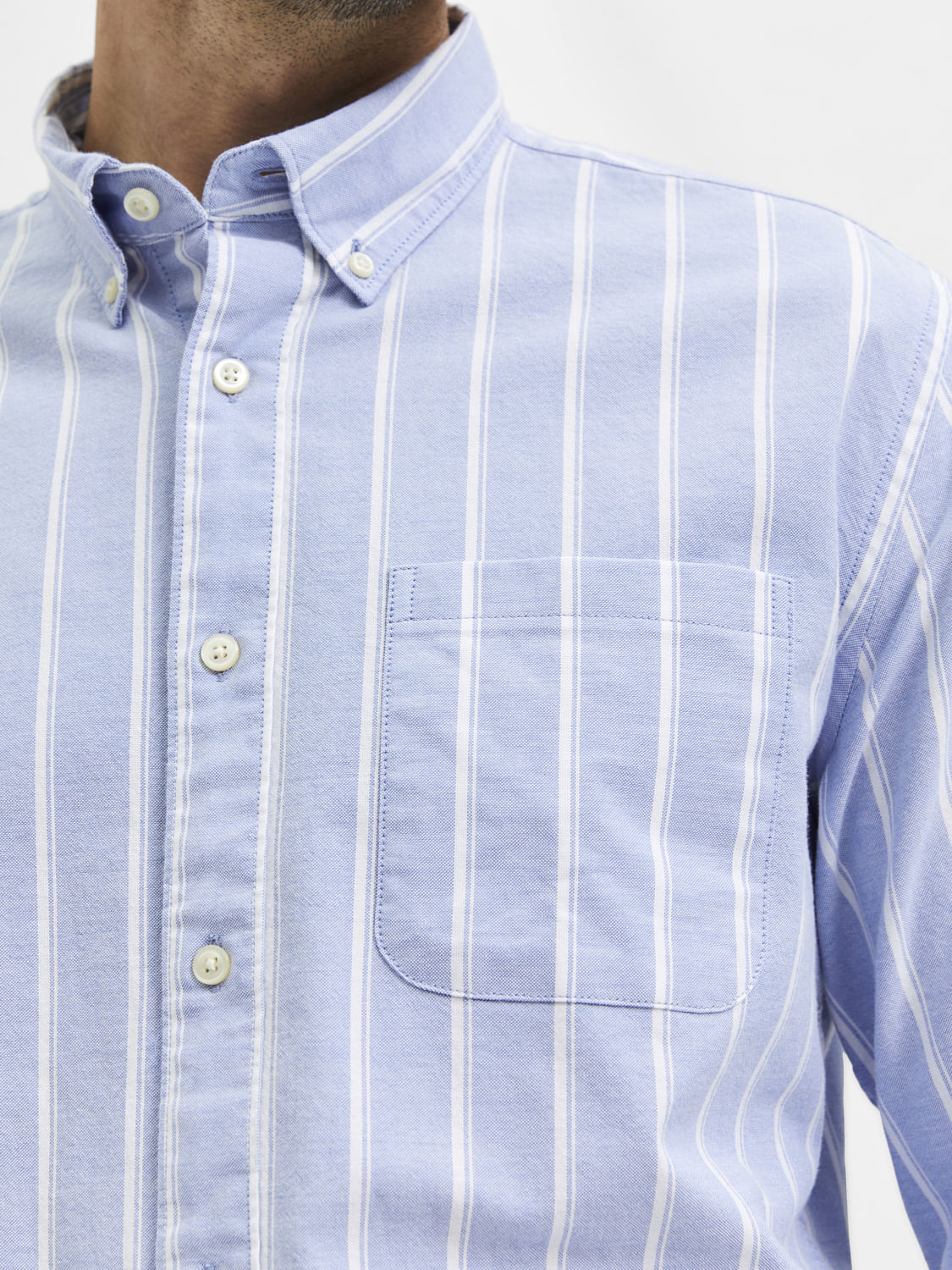 Light Blue Striped Full Sleeves Shirt