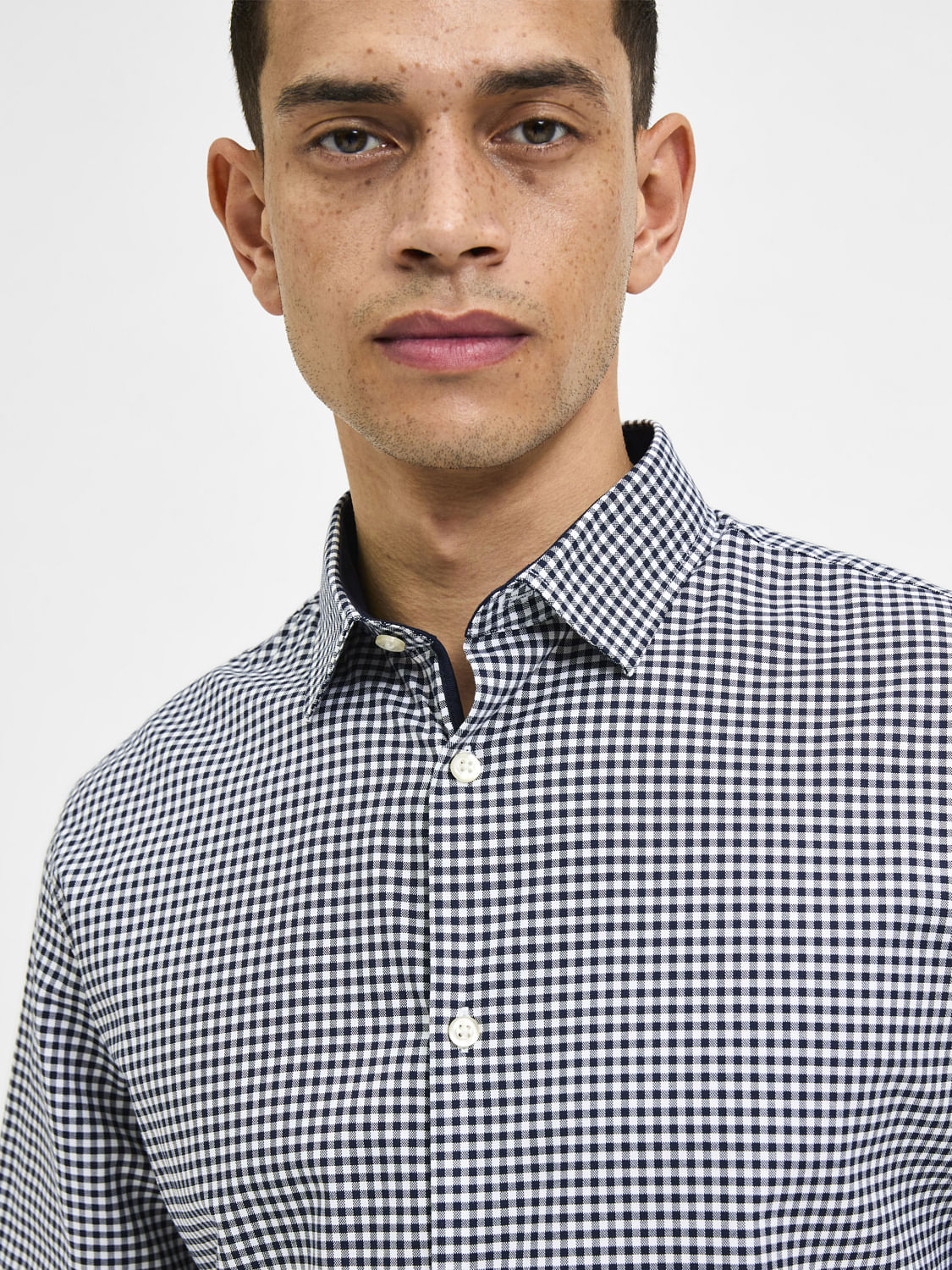 Navy Blue Check Full Sleeves Shirt