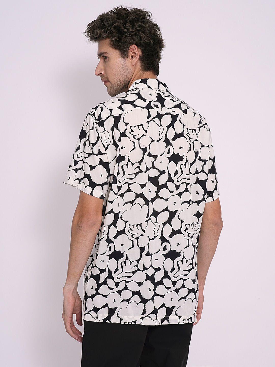 Black Printed Short Sleeves Shirt