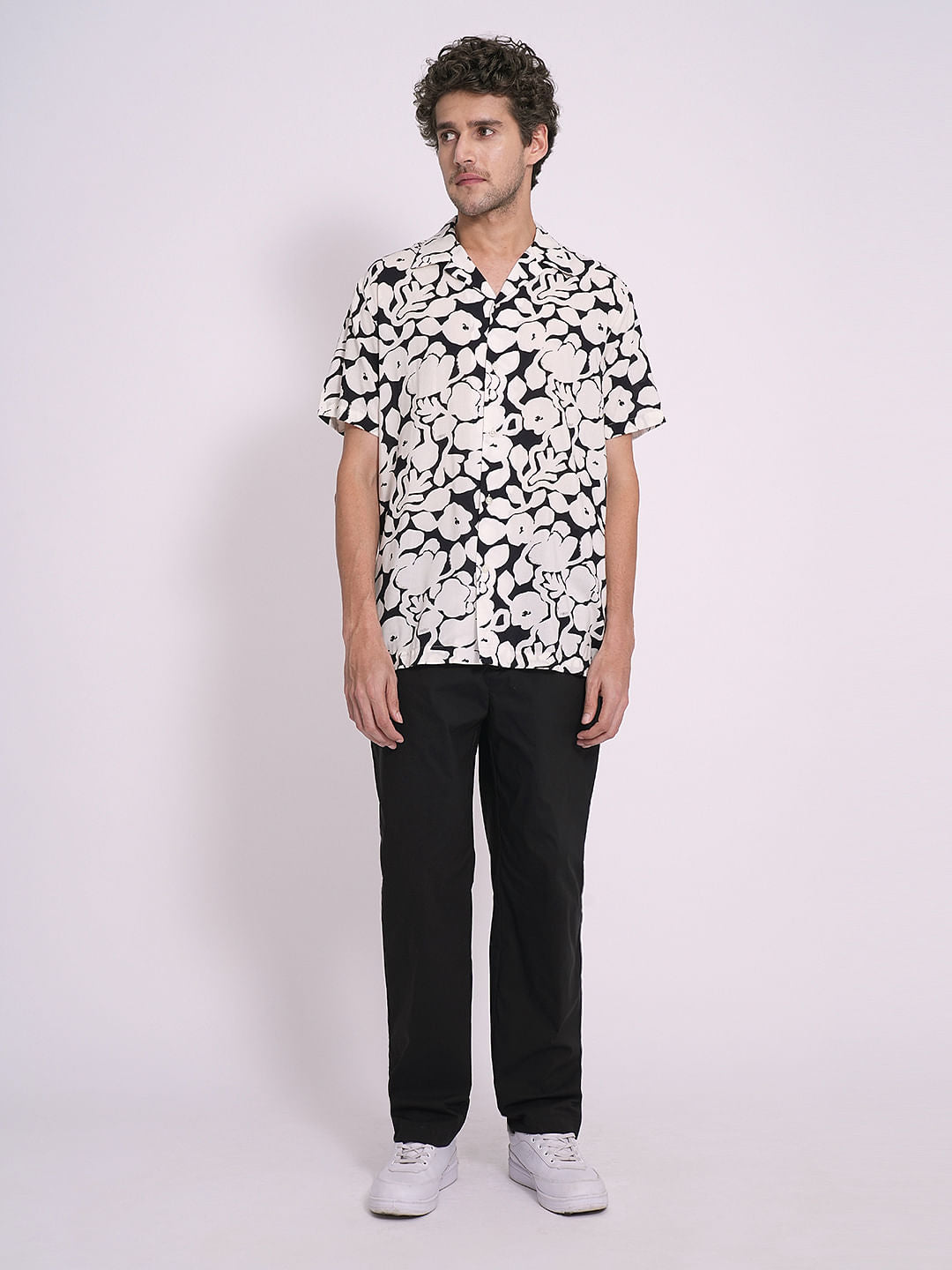 Black Printed Short Sleeves Shirt