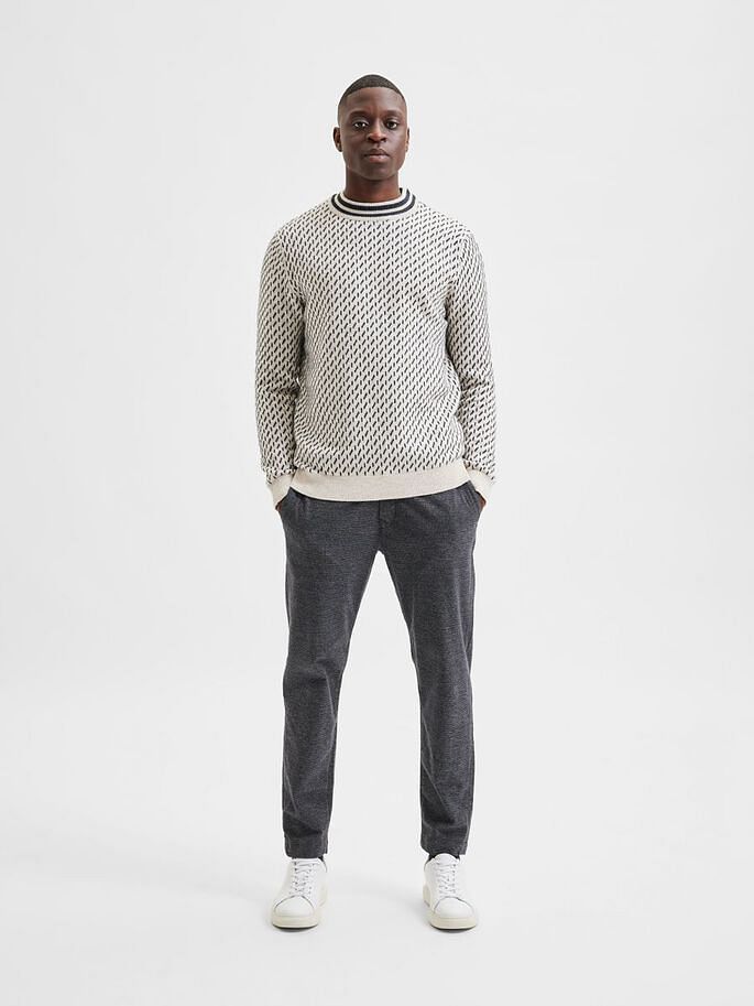 White Printed Textured Pullover