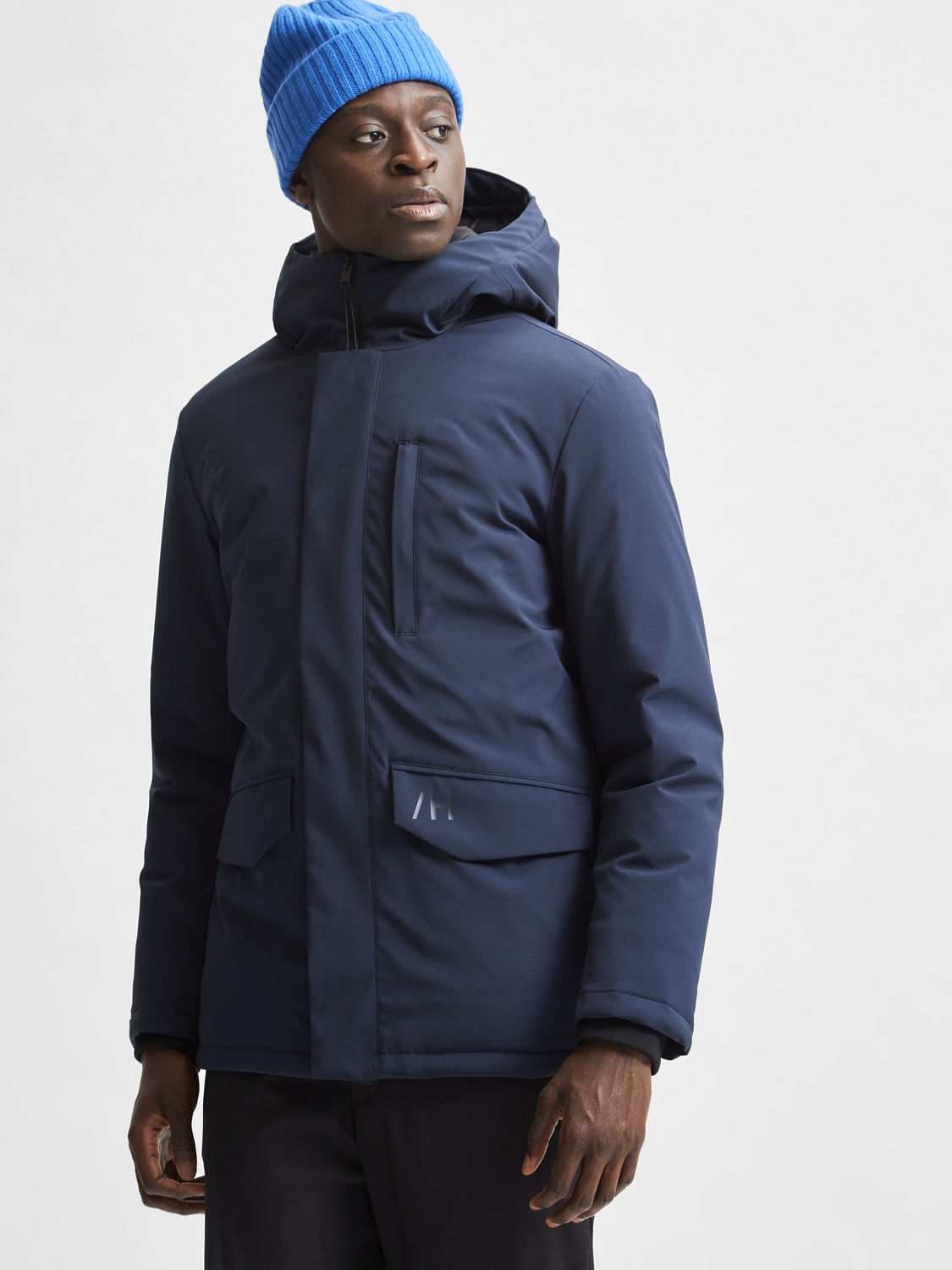 Blue Padded Parka Coat