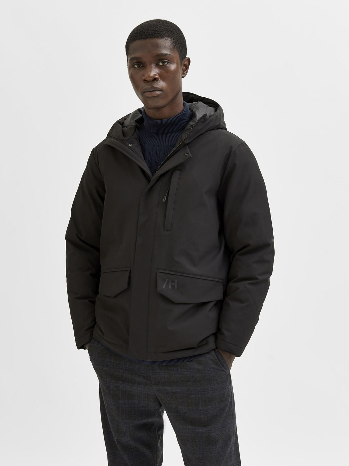 Black Padded Parka Coat
