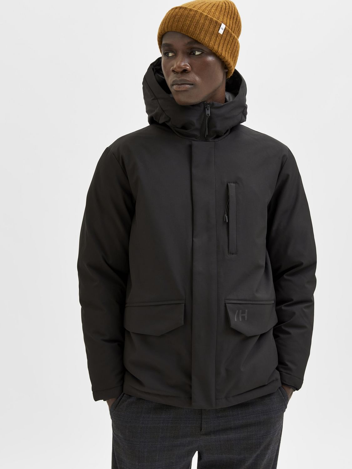 Black Padded Parka Coat