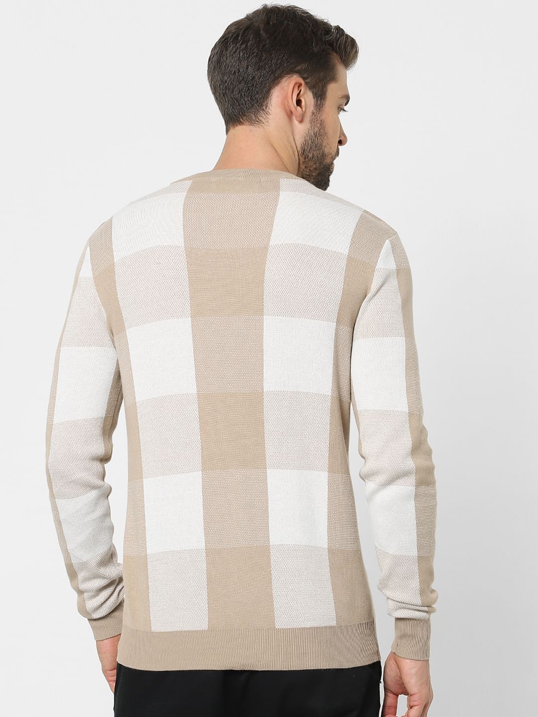 Beige Check Organic Cotton Pullover