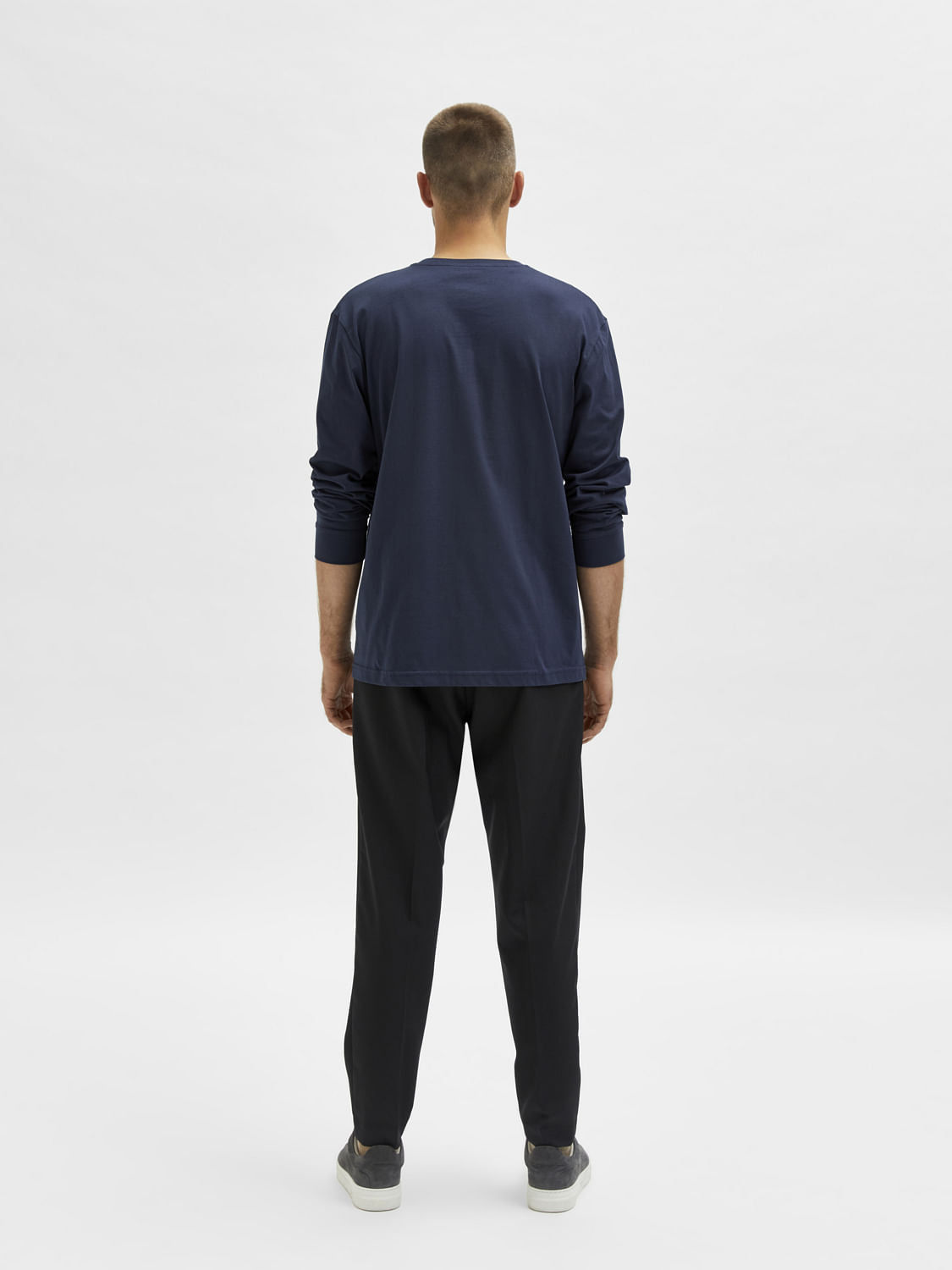 Blue Full Sleeves Crew Neck T-Shirt