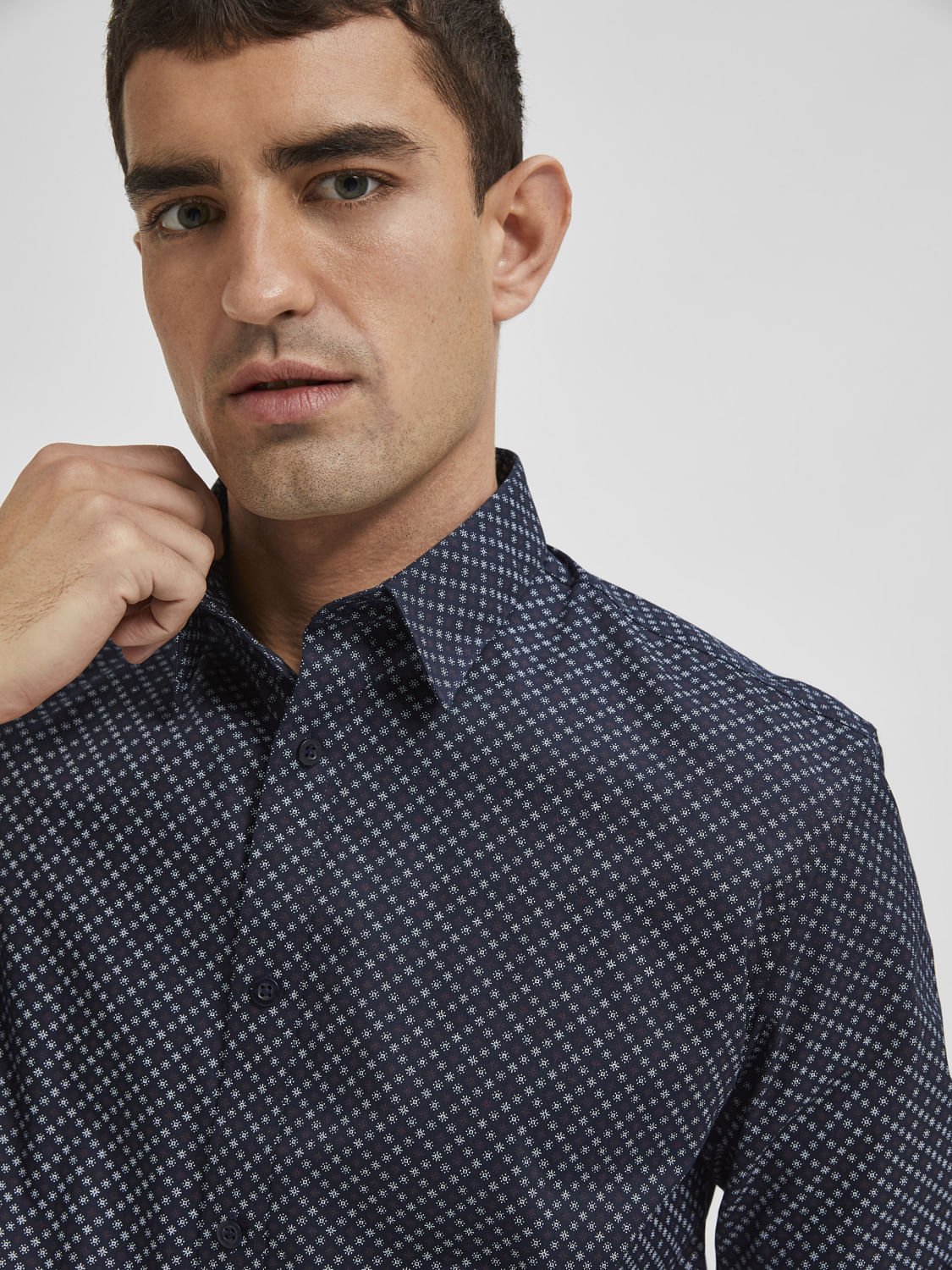 Blue Printed Full Sleeves Shirt