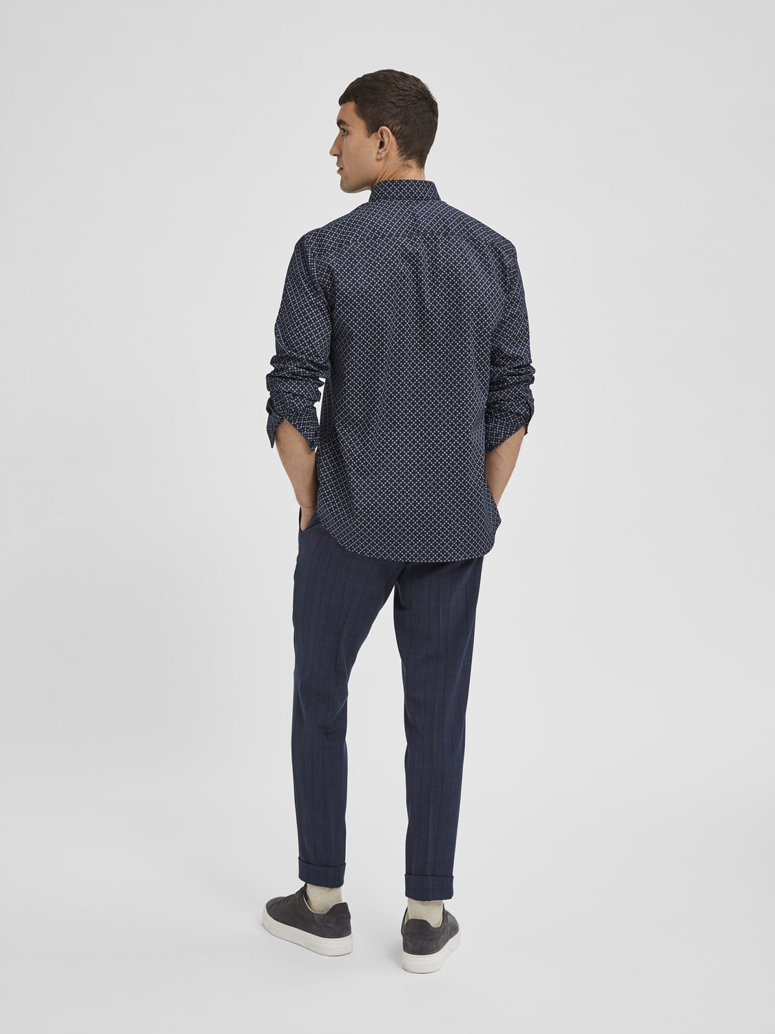 Blue Printed Full Sleeves Shirt