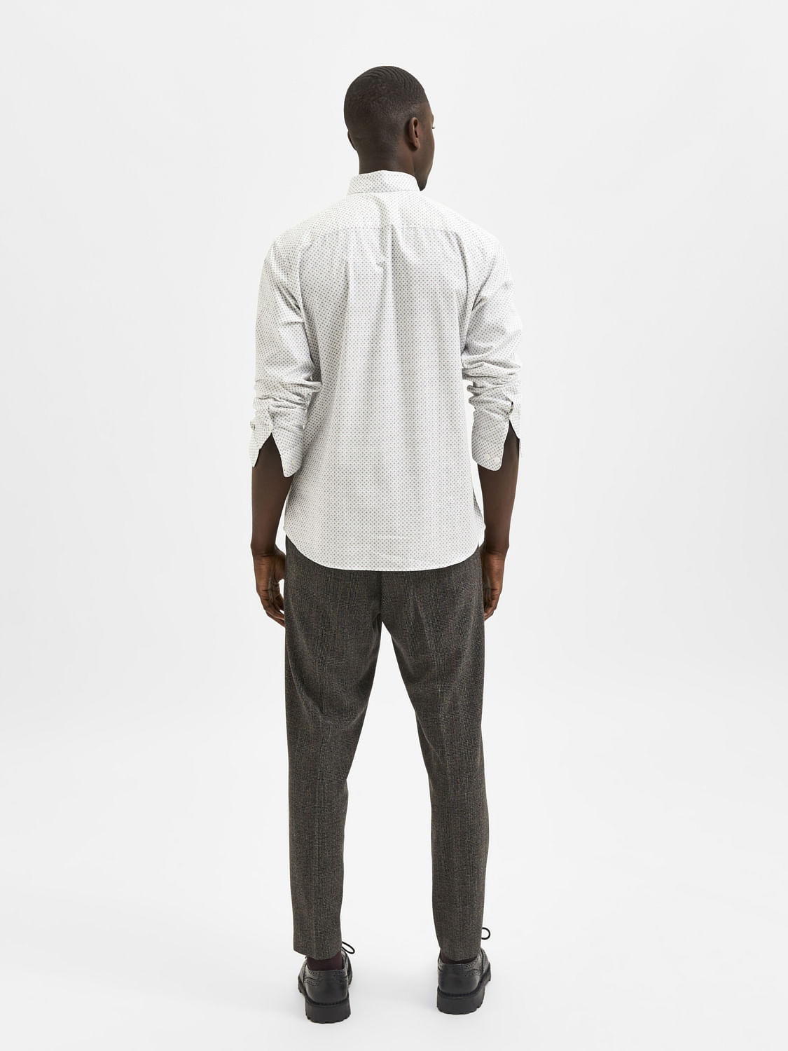 White Printed Full Sleeves Shirt