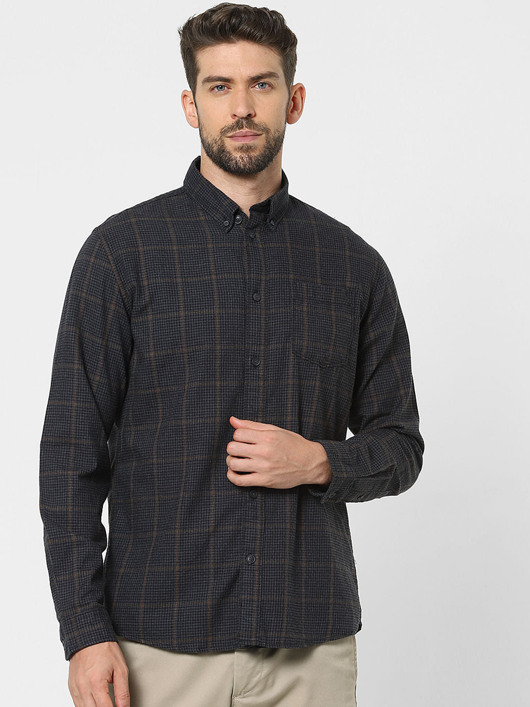 Black Check Organic Cotton Full Sleeves Shirt