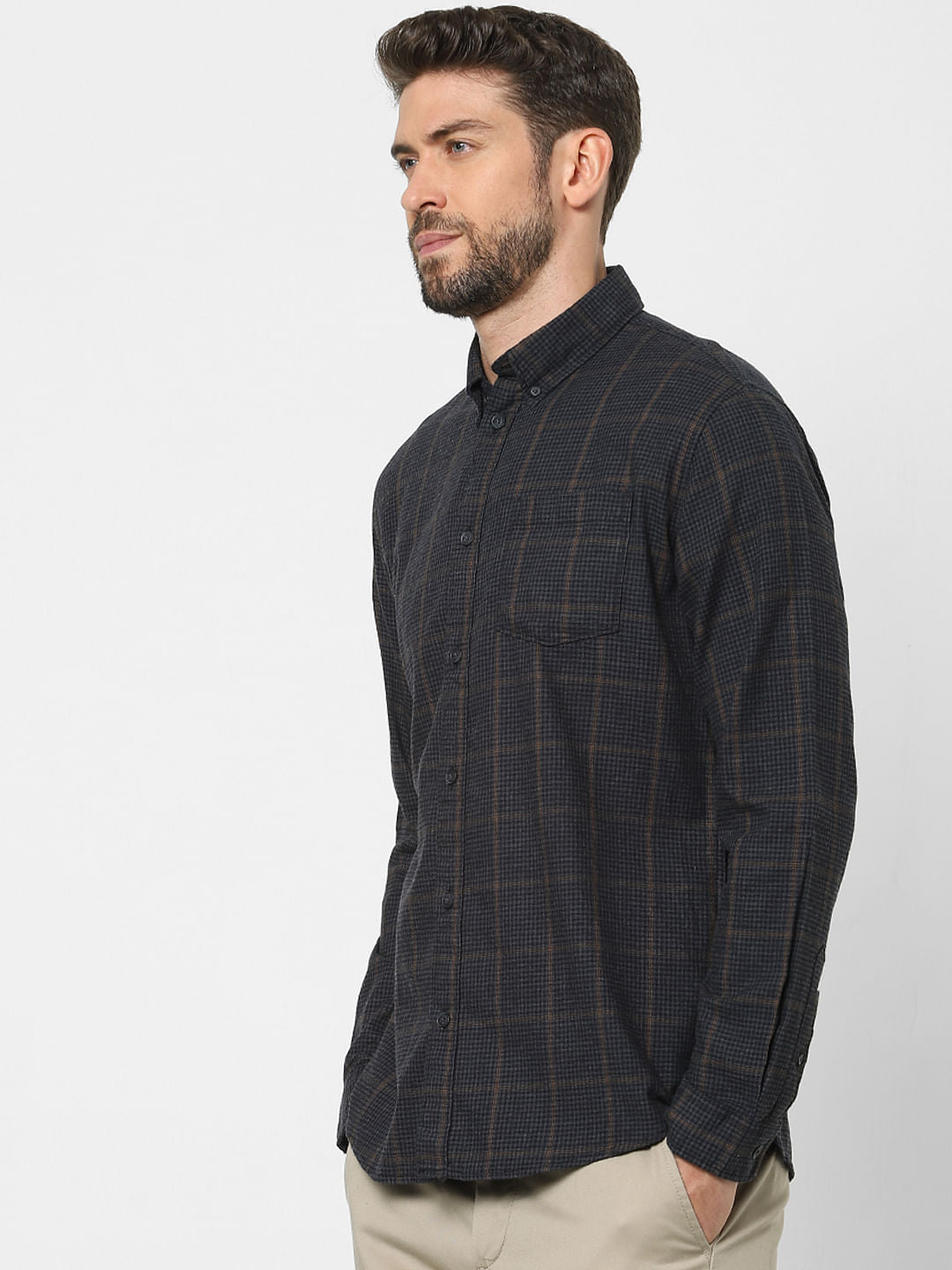 Black Check Organic Cotton Full Sleeves Shirt