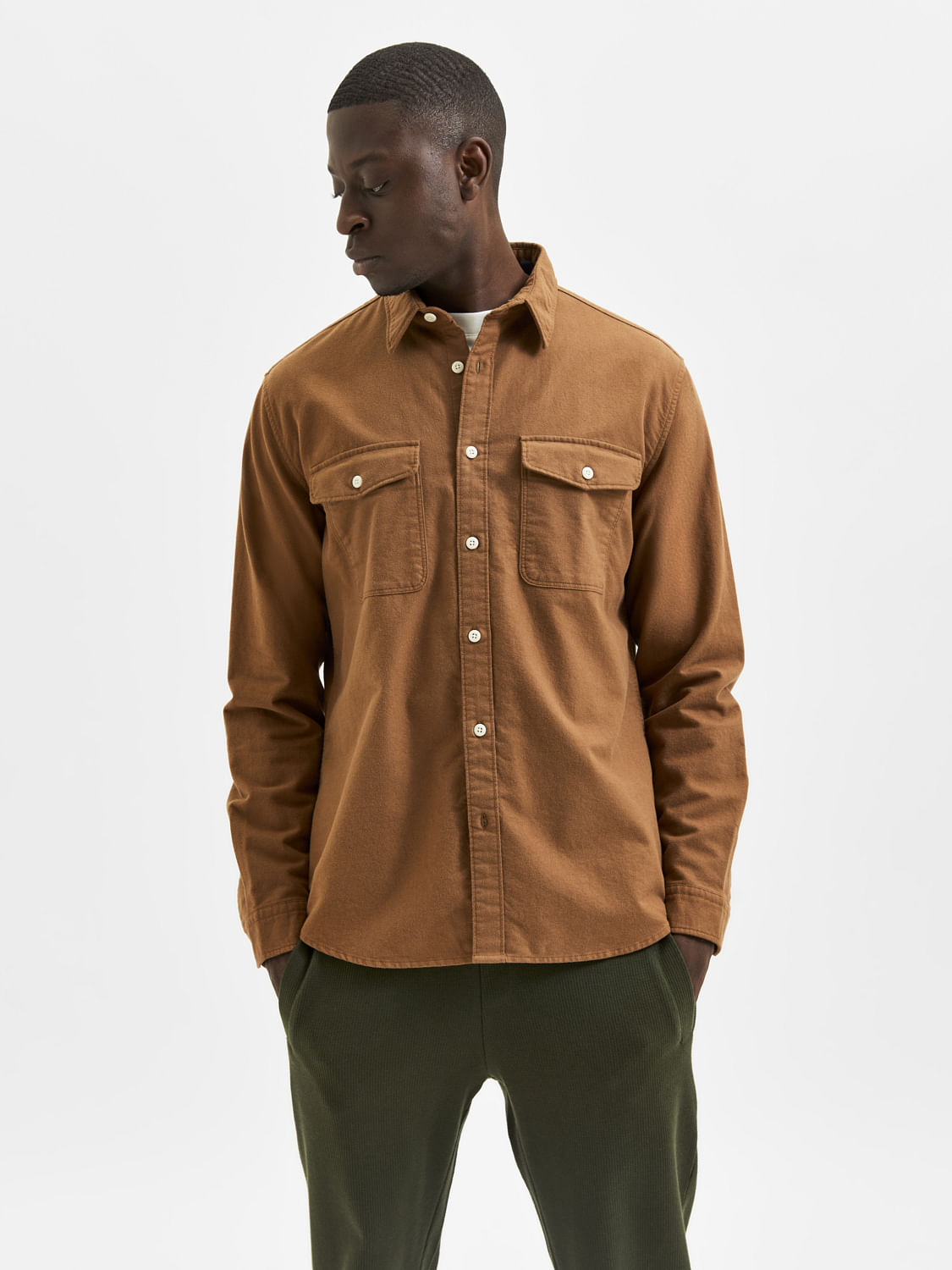 Brown Full Sleeves Solid Shirt