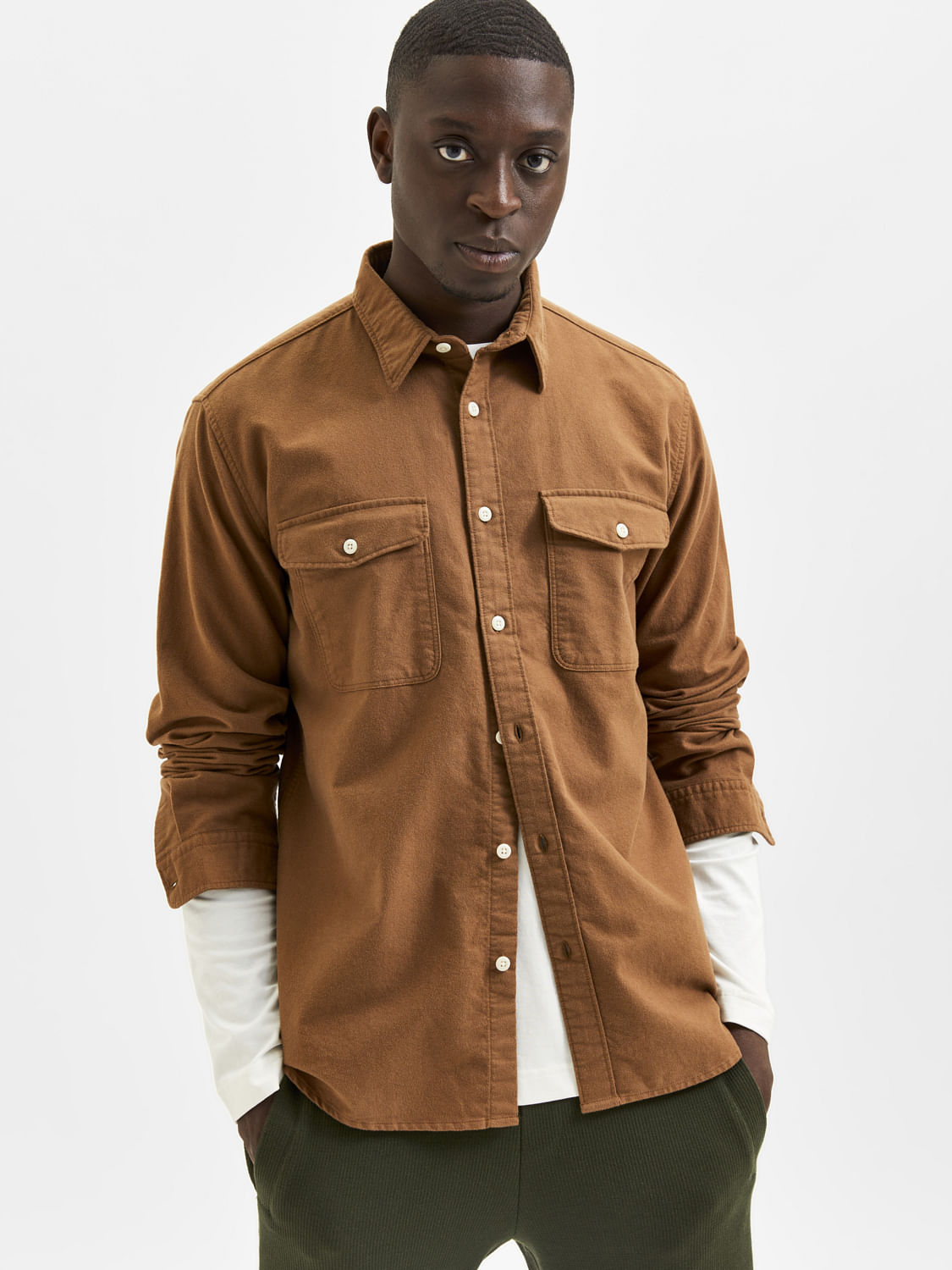 Brown Full Sleeves Solid Shirt