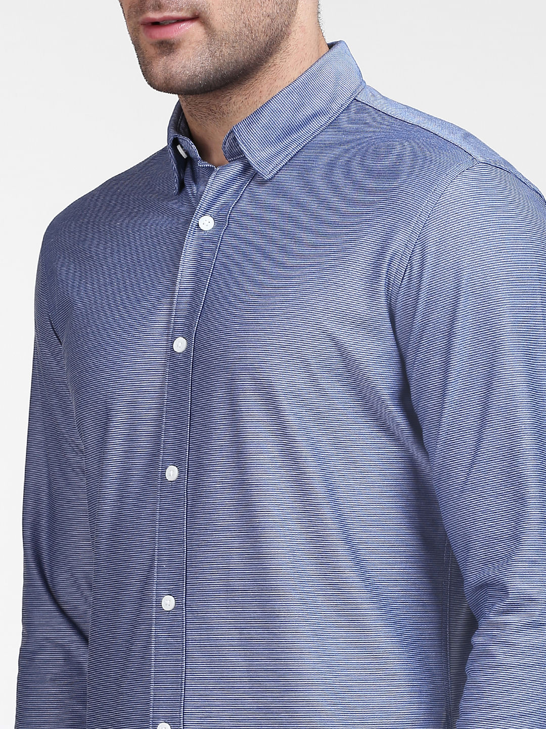Blue Striped Full Sleeves Shirt