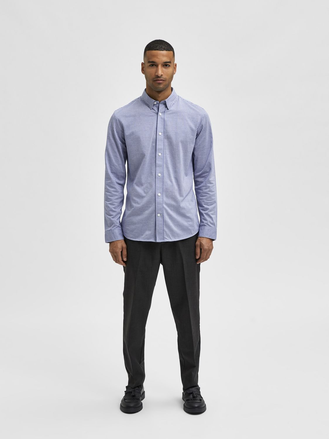 Blue Striped Full Sleeves Shirt