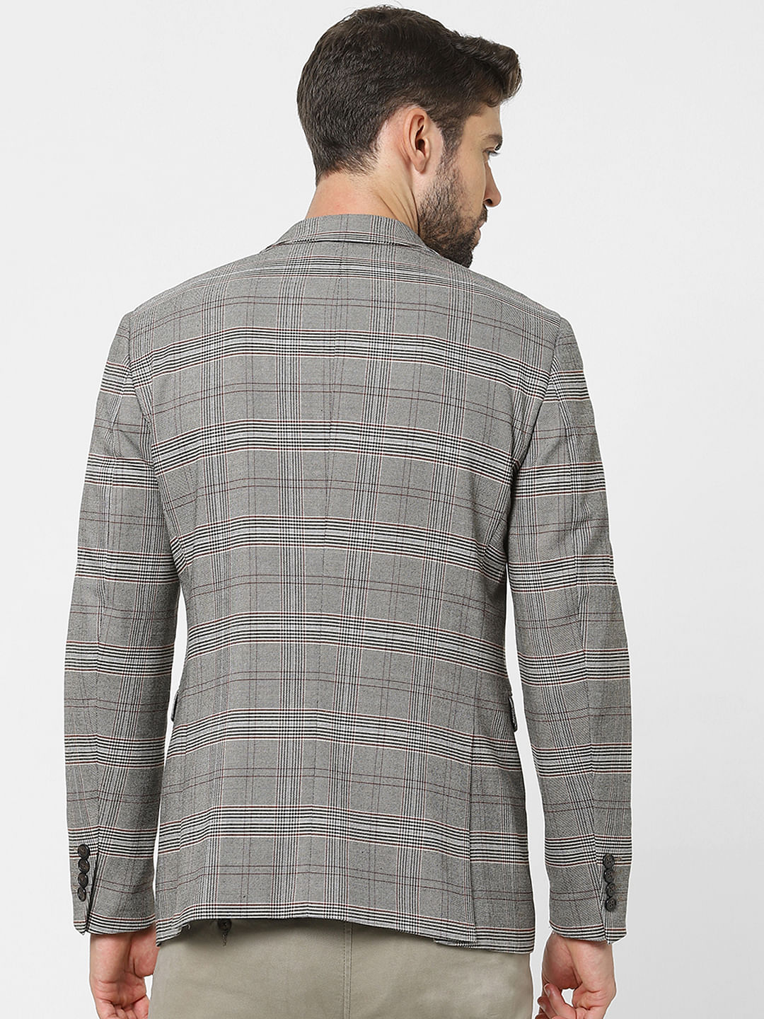 Grey Check Slim Fit Blazer