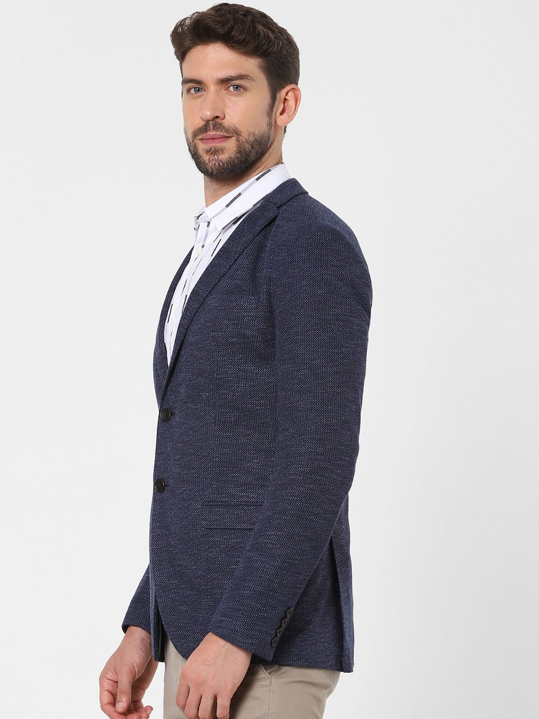 Blue Knit Formal Blazer